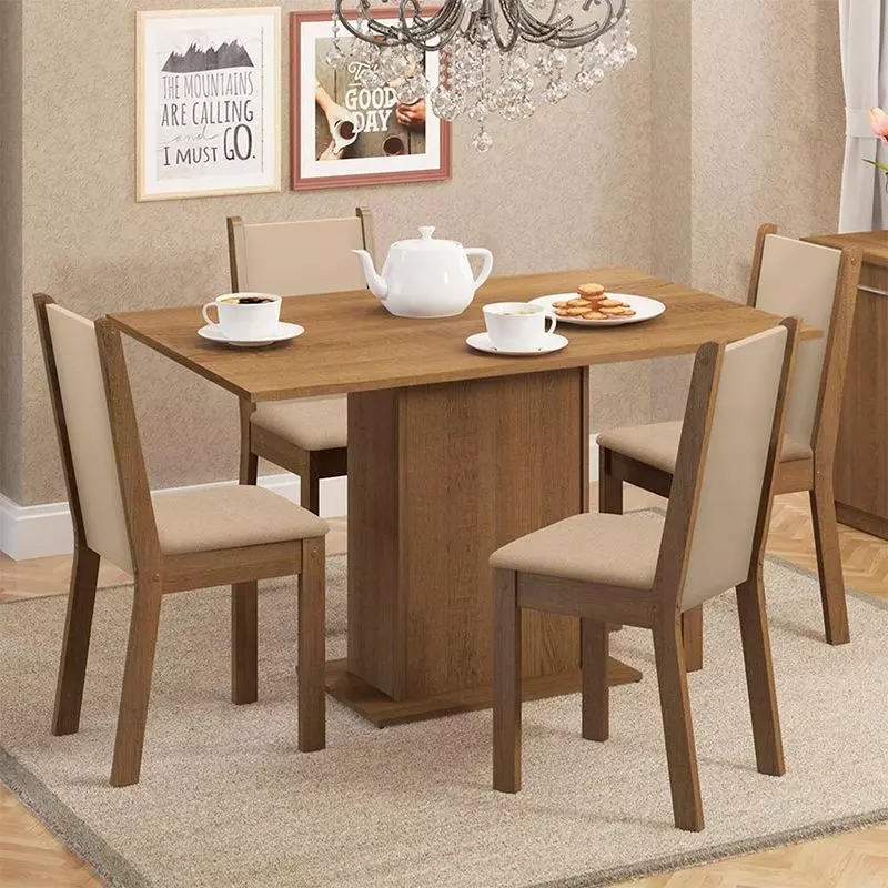 JUEGO COMEDOR CELINE LEONE 4 SILLAS CAFE-0