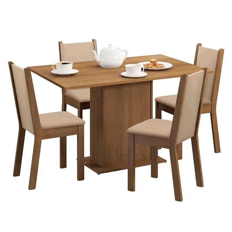 JUEGO COMEDOR CELINE LEONE 4 SILLAS CAFE-1