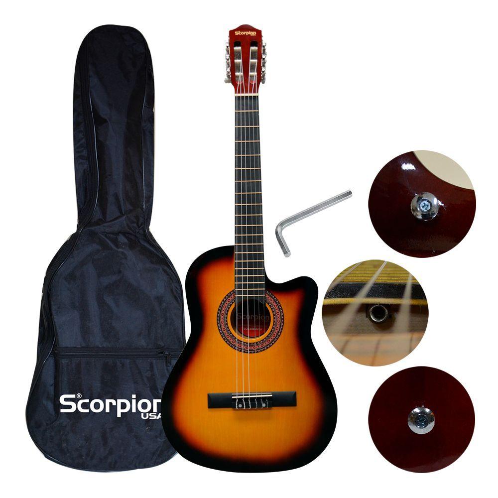 GUITARRA CUTAWAY 39 CUERDAS NYLON SUNBURSTS SCG-030SB SCORPION-2