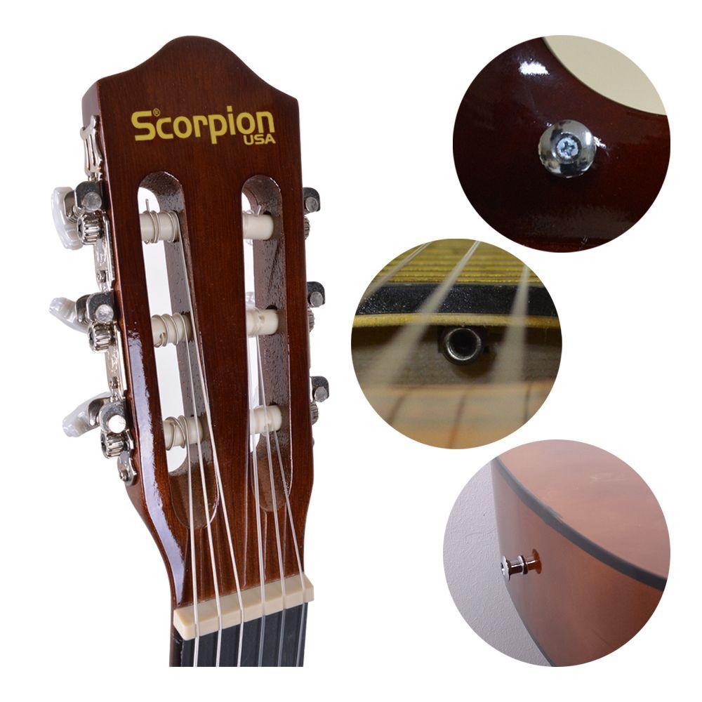 GUITARRA CLÁSICA 39 CUERDA DE NYLON CAFÉ SG-030DB SCORPION-3