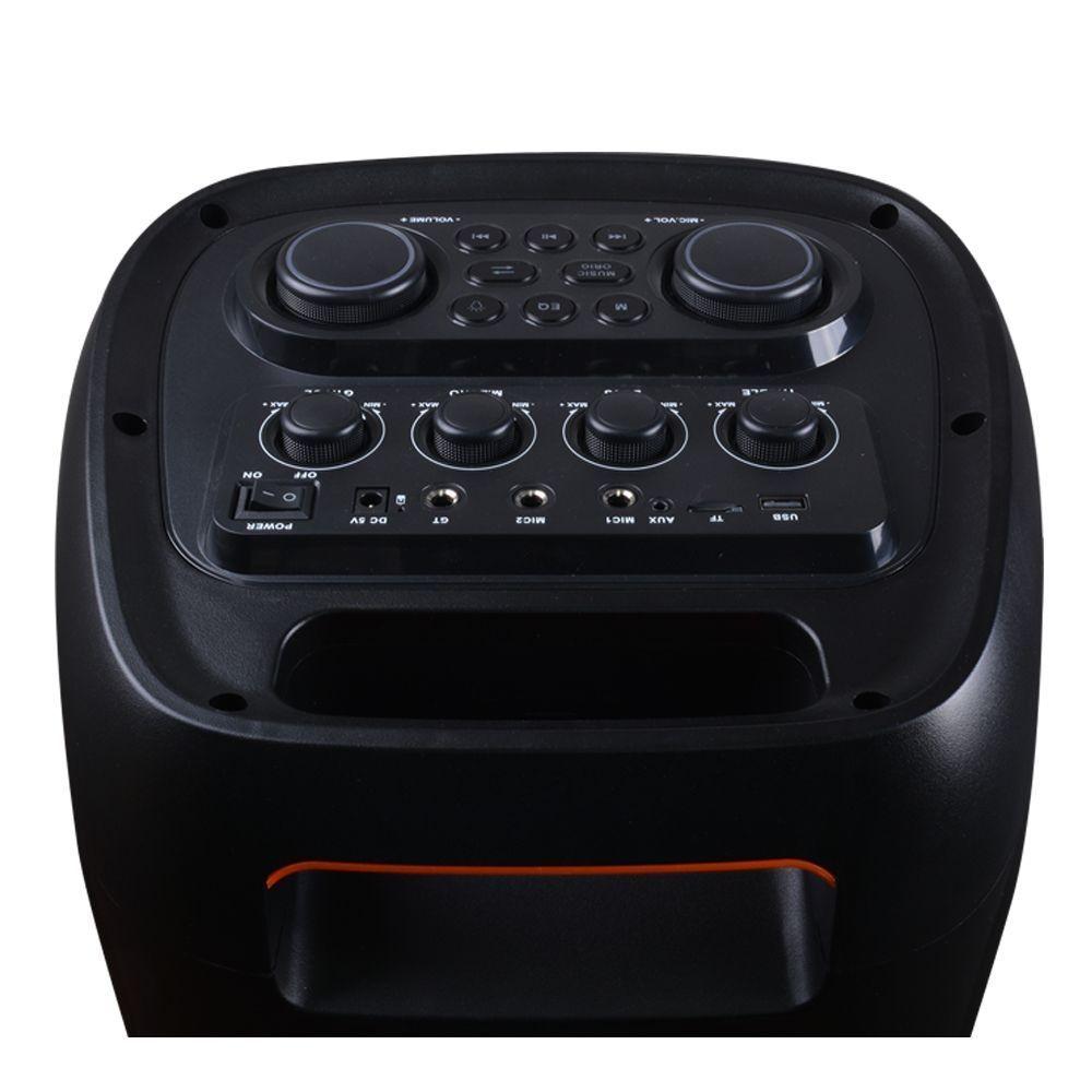 PARLANTE PORTATIL 2X10 80W LEDS MIC BT SING E ZQS10223-4