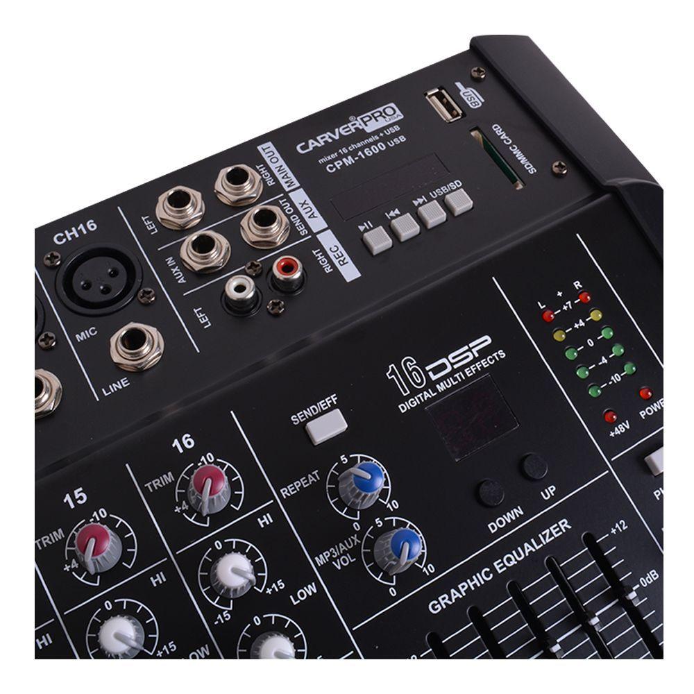 CONSOLA POWER MIXER 16CH BLUETOOTH-MP3 CARVERPRO CPM-1600-3