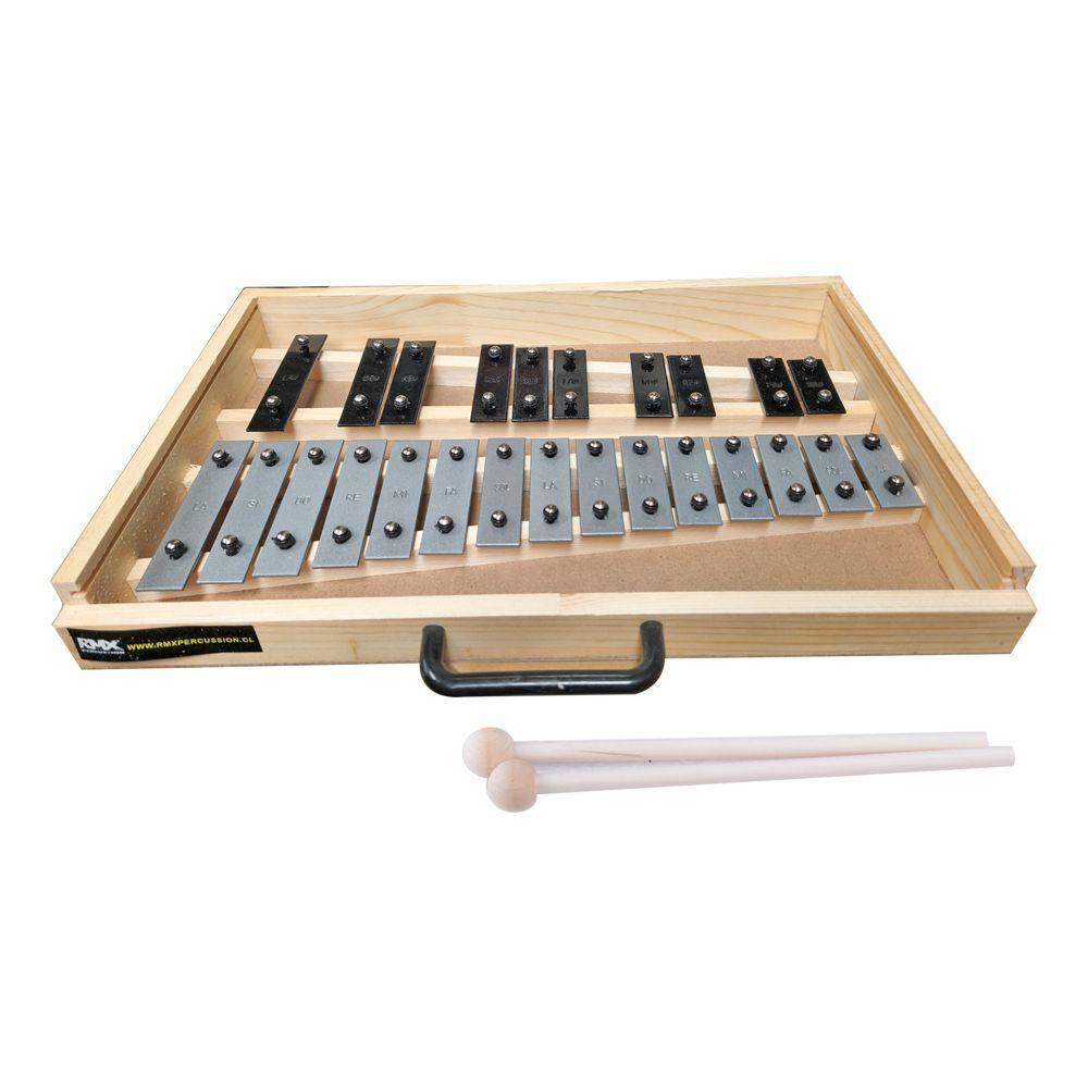 METALOFONO 25 NOTAS BLACK/SILVER CAJA MADERA RMX-0