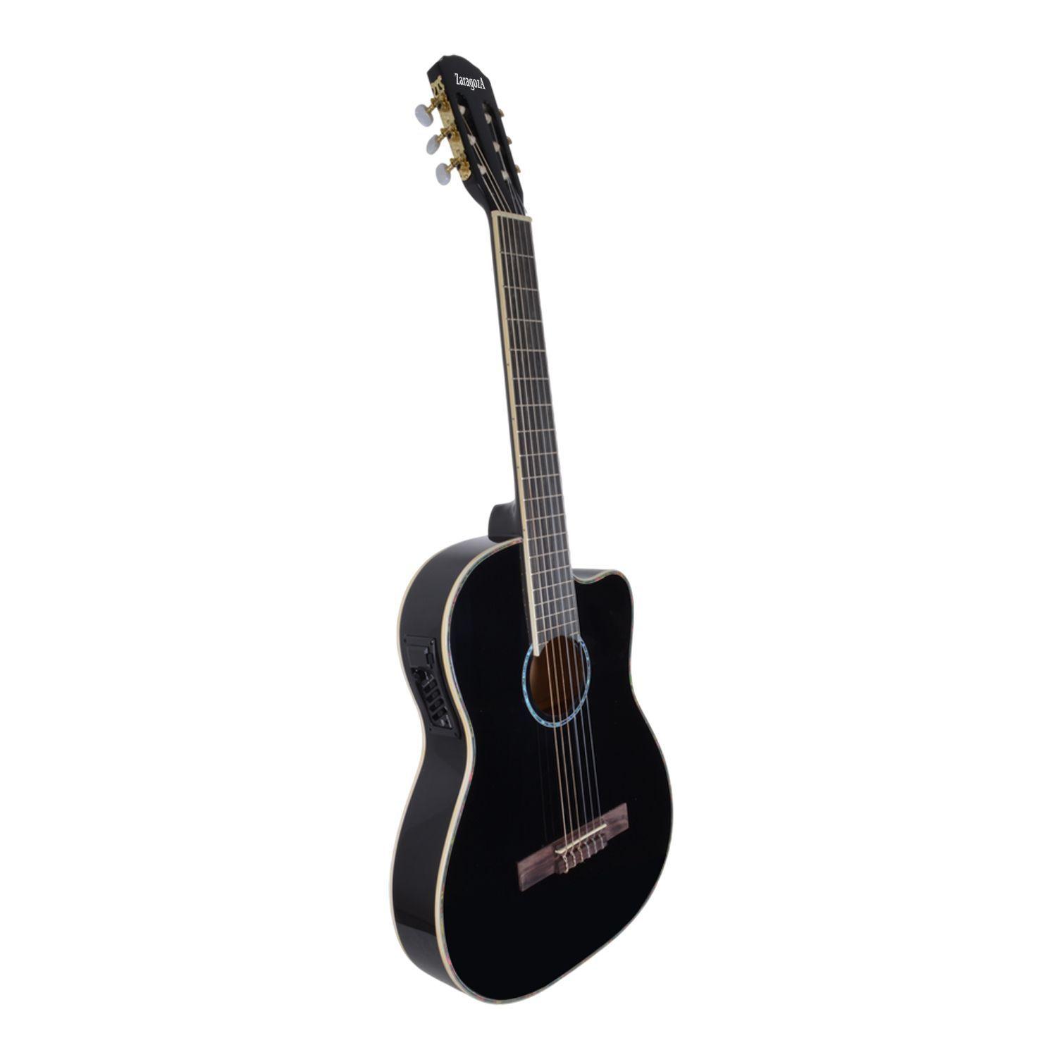 GUITARRA ELECTROACUSTICA NEGRO CUERDAS DE NYLON ZA 551BCEQ BK ZARAGOZA-0