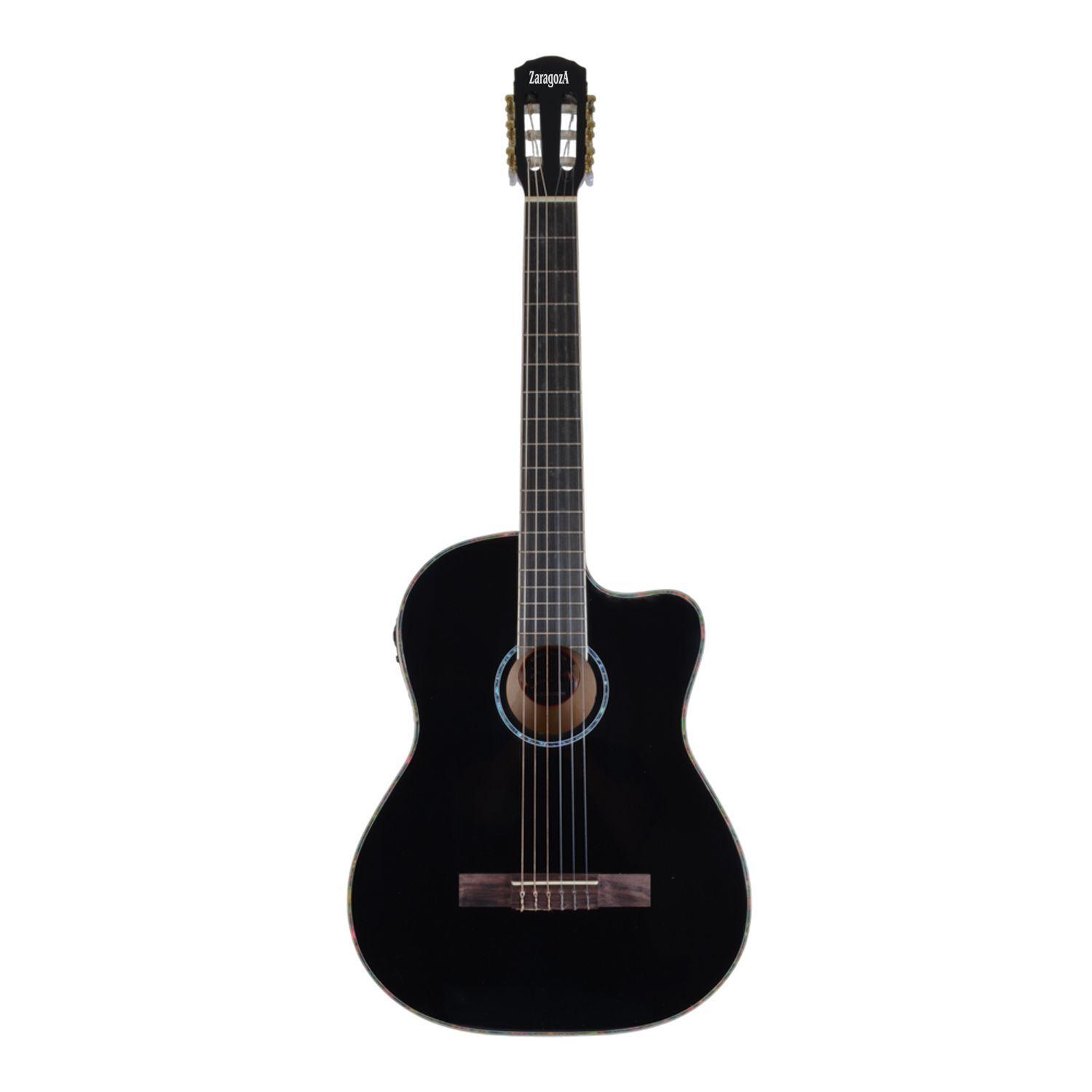 GUITARRA ELECTROACUSTICA NEGRO CUERDAS DE NYLON ZA 551BCEQ BK ZARAGOZA-1