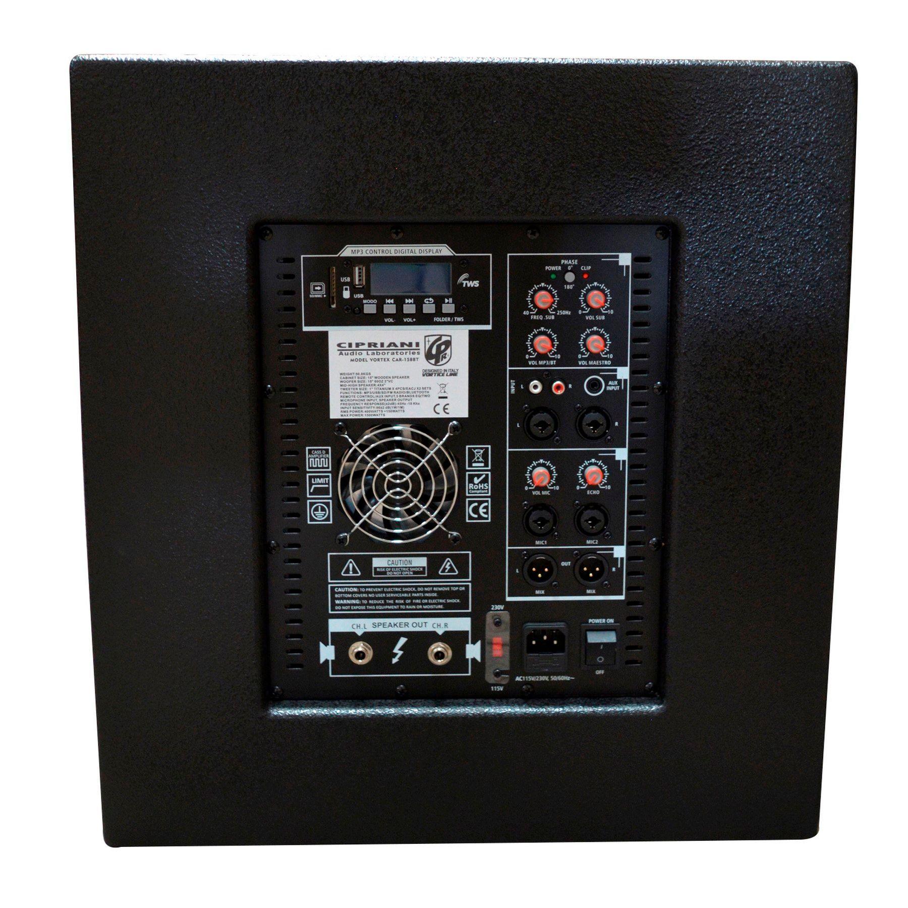 SISTEMA ARRAY SUB15+8 550W RMS 1500W MAX VORTEX CAR-158BT CIPRIANI-4