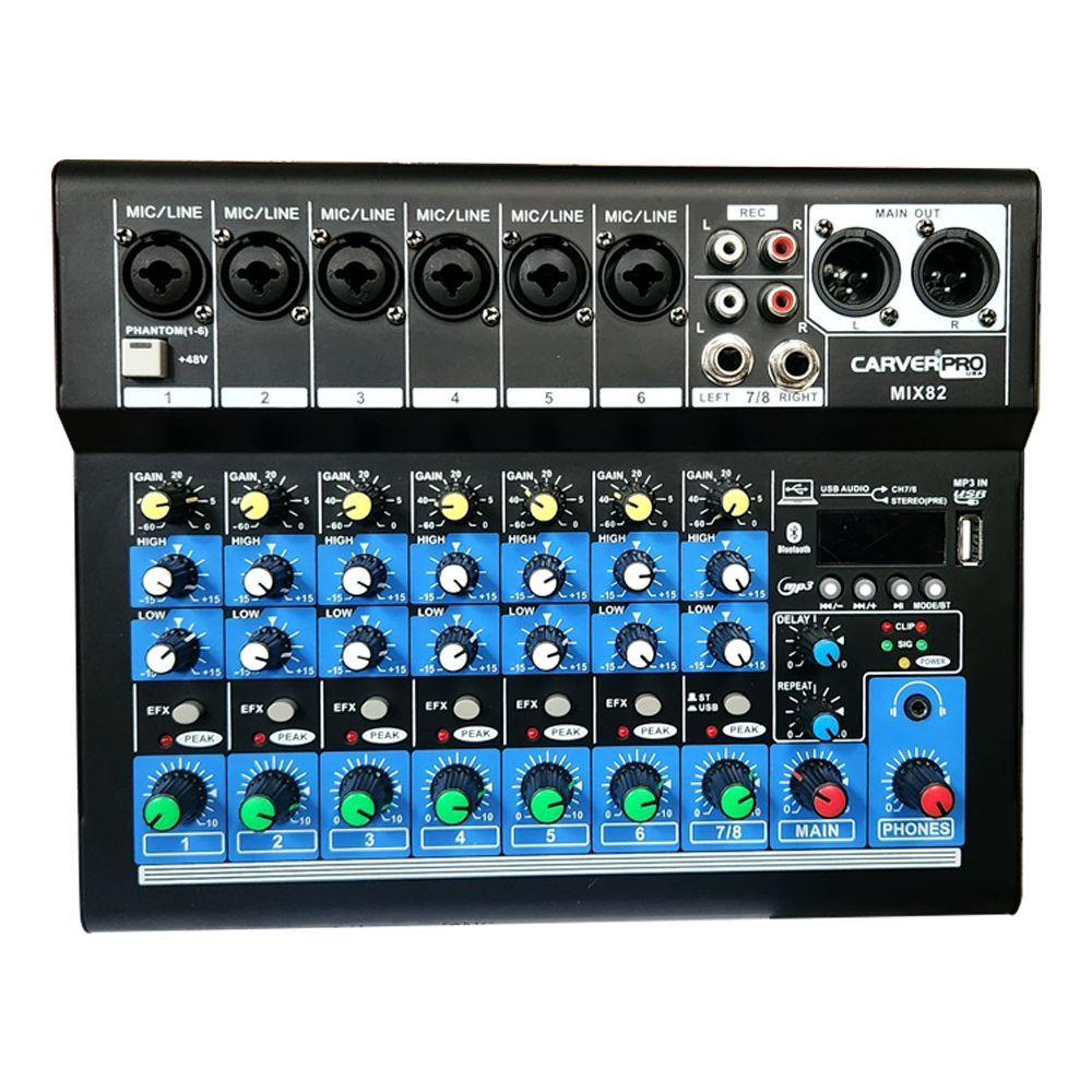 KIT AMPLIFICACION MIXER 8 CAN+ 2 CAJAS ACTIVA + BLUETOOTH CARVERPRO-1