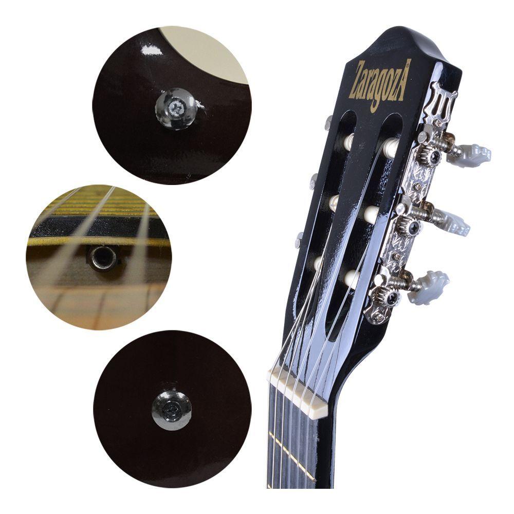 GUITARRA CLÁSICA 39 CUERDA DE NYLON NEGRA ZARAGOZA-2