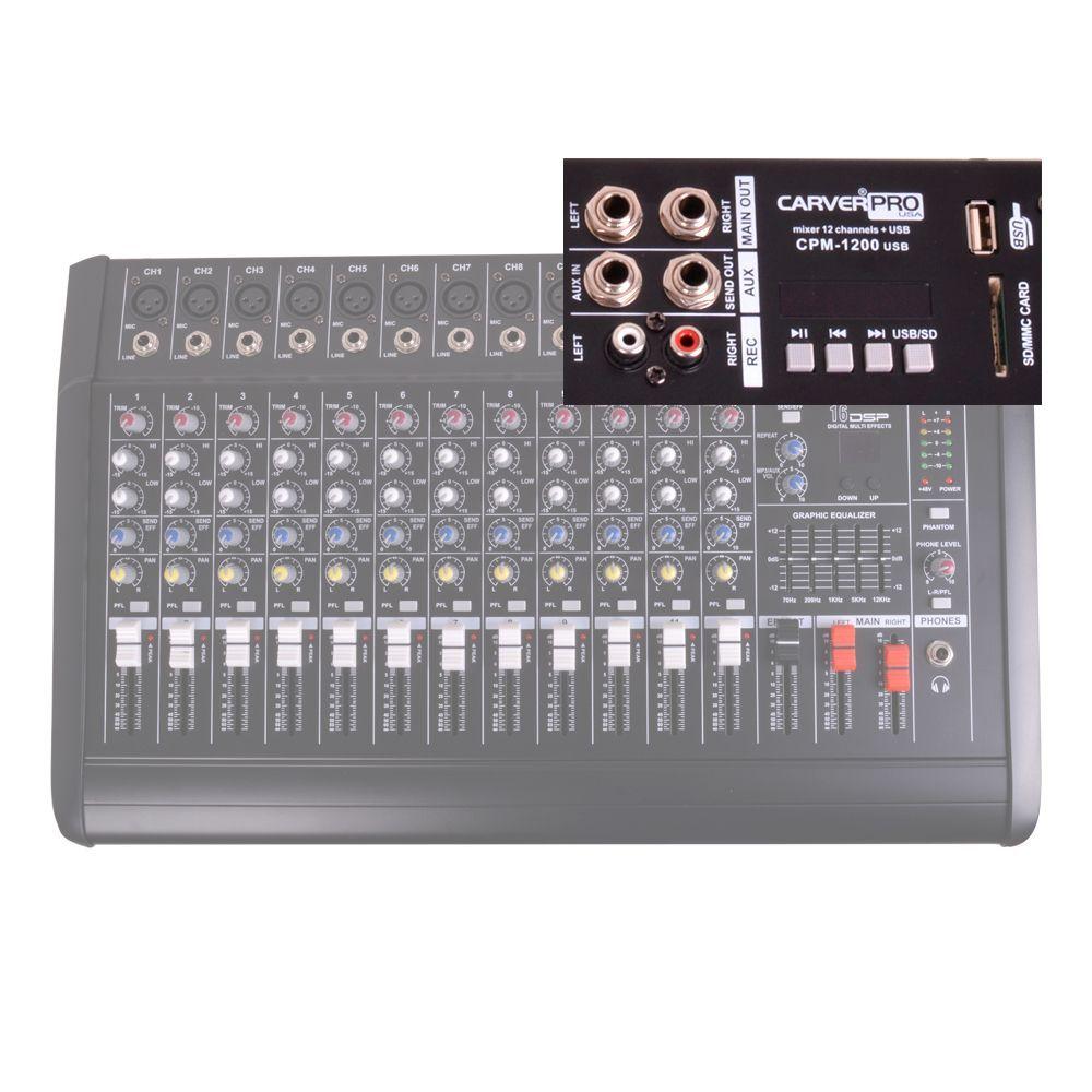 CONSOLA POWER MIXER 12CH BLUETOOTH-MP3 CARVERPRO CPM-1200 -3