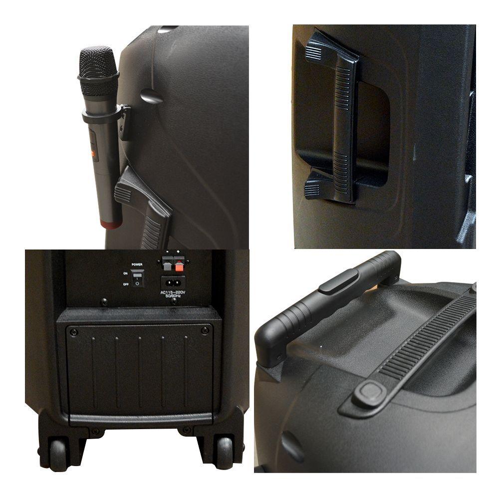 CAJA ACUSTICA PORTABLE RECARGABLE CON 2 MICROFONOS + BLUETOOTH MEKSE-3