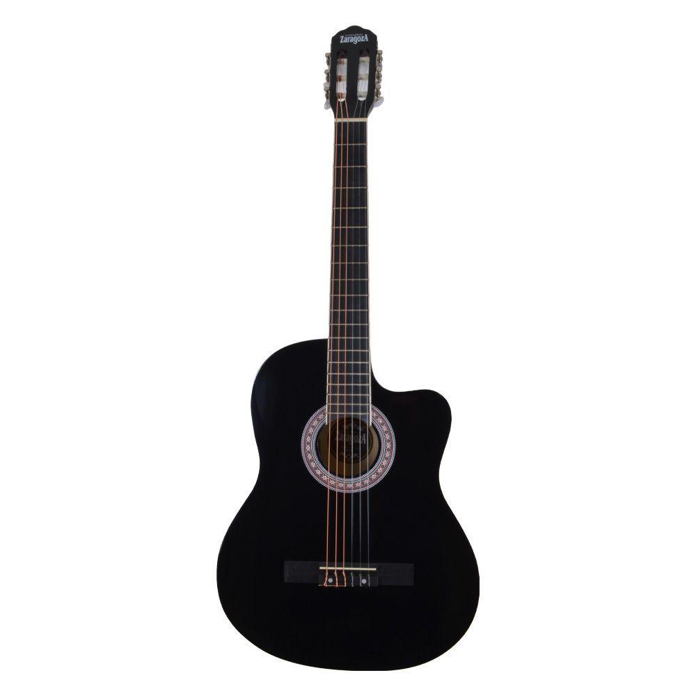 GUITARRA ELECTROACUSTICA 39 CDAS METALICAS CUTAWAY NEGRA ZXWS-394 ZARAGOZA-0