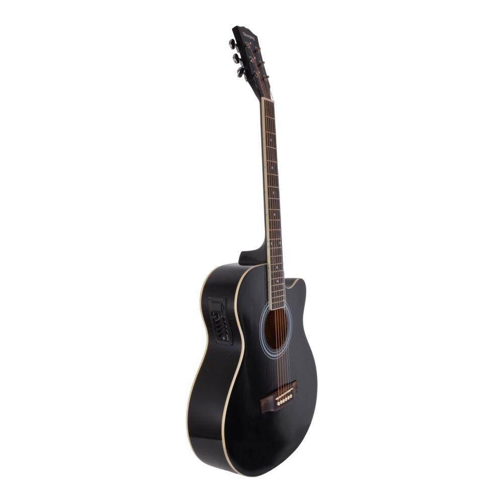 GUITARRA ELECTROACUSTICA NEGRA CUERDAS METALICAS SCG 521EQ BK SCORPION-0