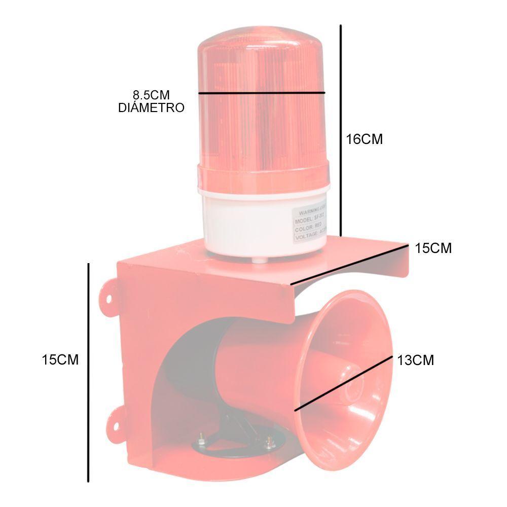 SISTEMA DE ALARMA SIRENA / BALIZA ROJA 220V CIBERXLINK -4