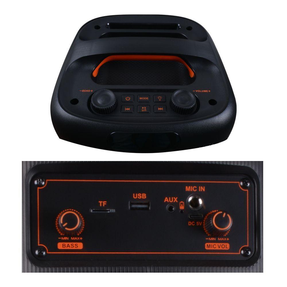 PARLANTE PORTATIL 2X6 5 30W LEDS MIC BT SING E ZQS6238-2