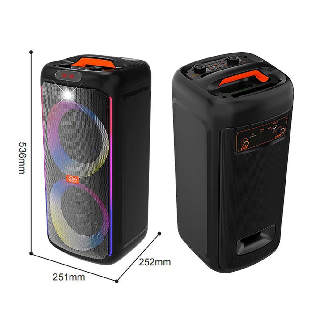 PARLANTE PORTATIL 2X6 5 30W LEDS MIC BT SING E ZQS6238-4