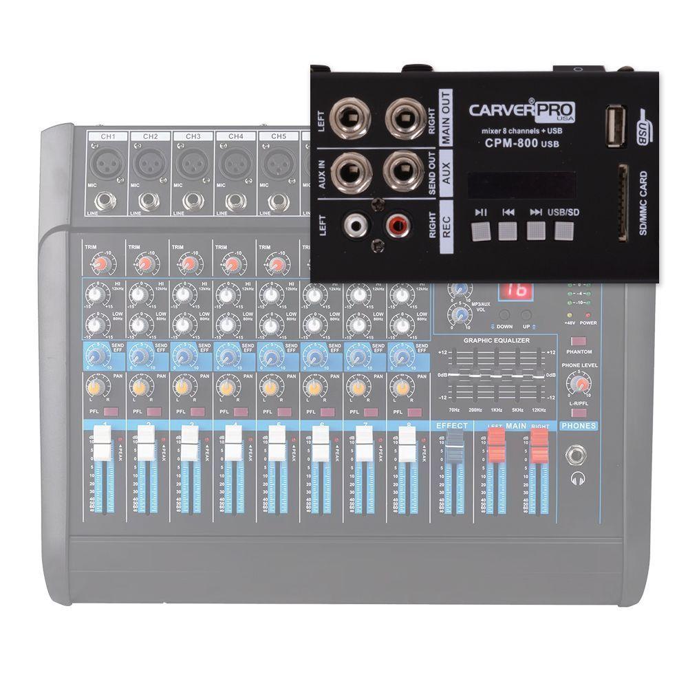 CONSOLA POWER MIXER 8CH BLUETOOTH-MP3 CARVERPRO CPM-800-3