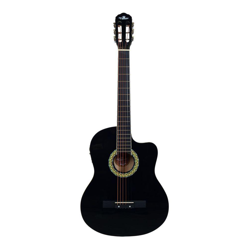 GUITARRA ELECTROACUSTICA 39 CDAS METALICAS CUTAWAY NEGRA LA ESPAÑOLA-0