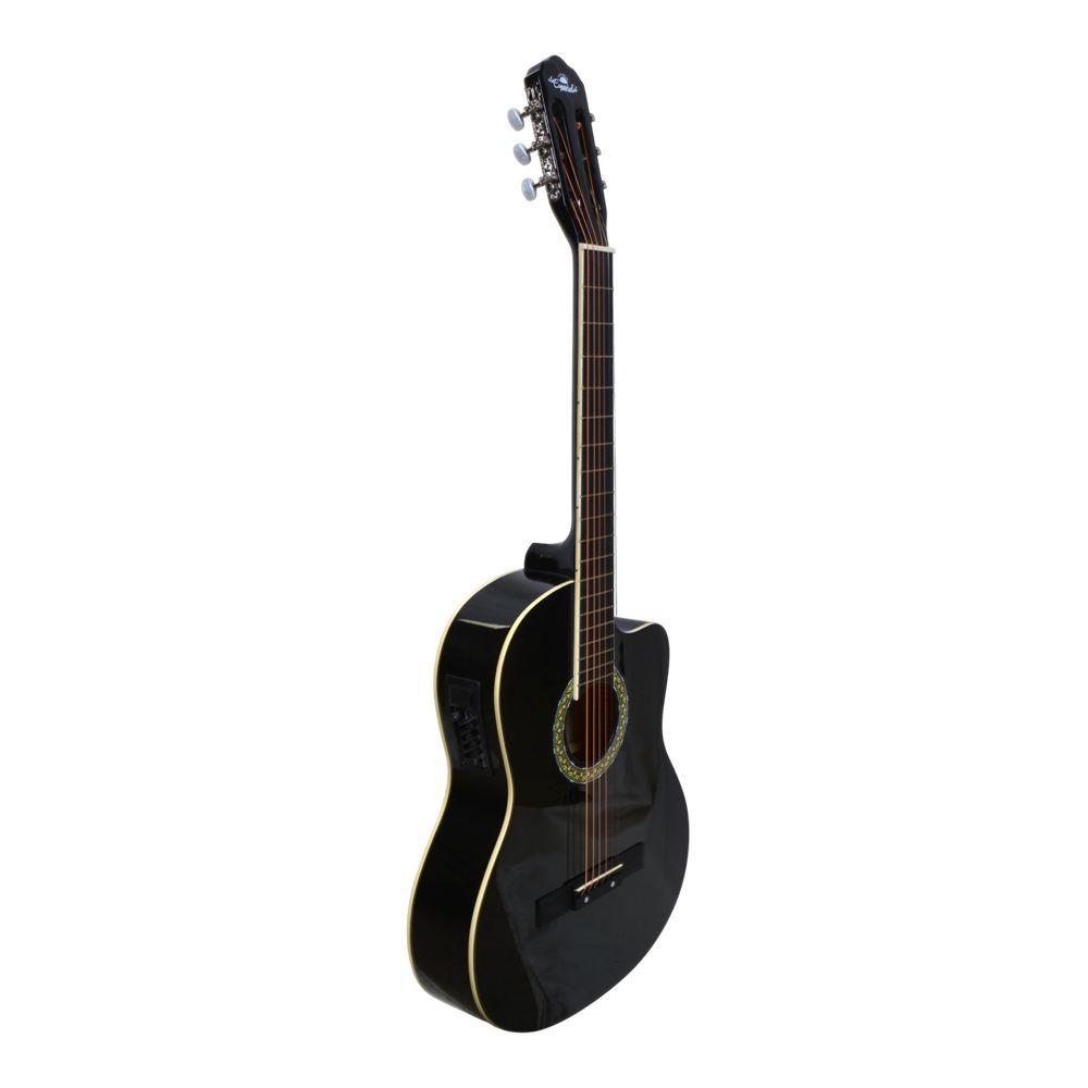GUITARRA ELECTROACUSTICA 39 CDAS METALICAS CUTAWAY NEGRA LA ESPAÑOLA-1