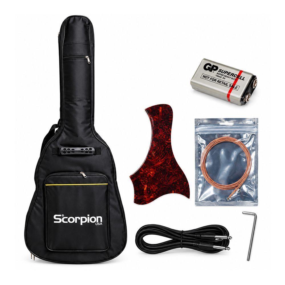GUITARRA ELECTROACUSTICA SUNBURST CUERDAS METALICAS SCG 521EQ SB SCORPION-4