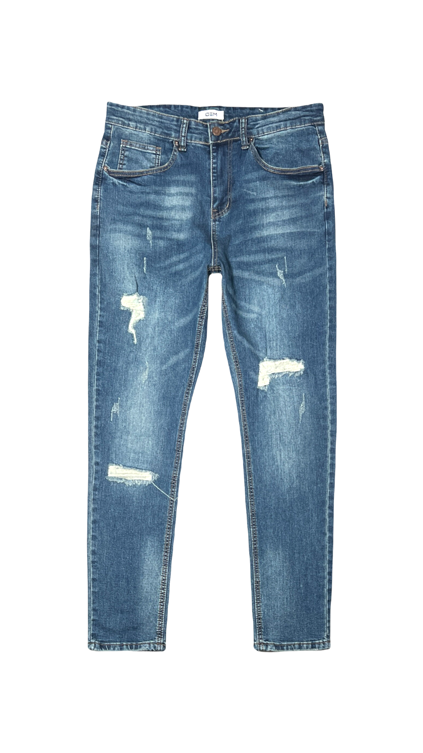 Jeans Hombre Skinny Azul Focalizado Con Destroyer-6