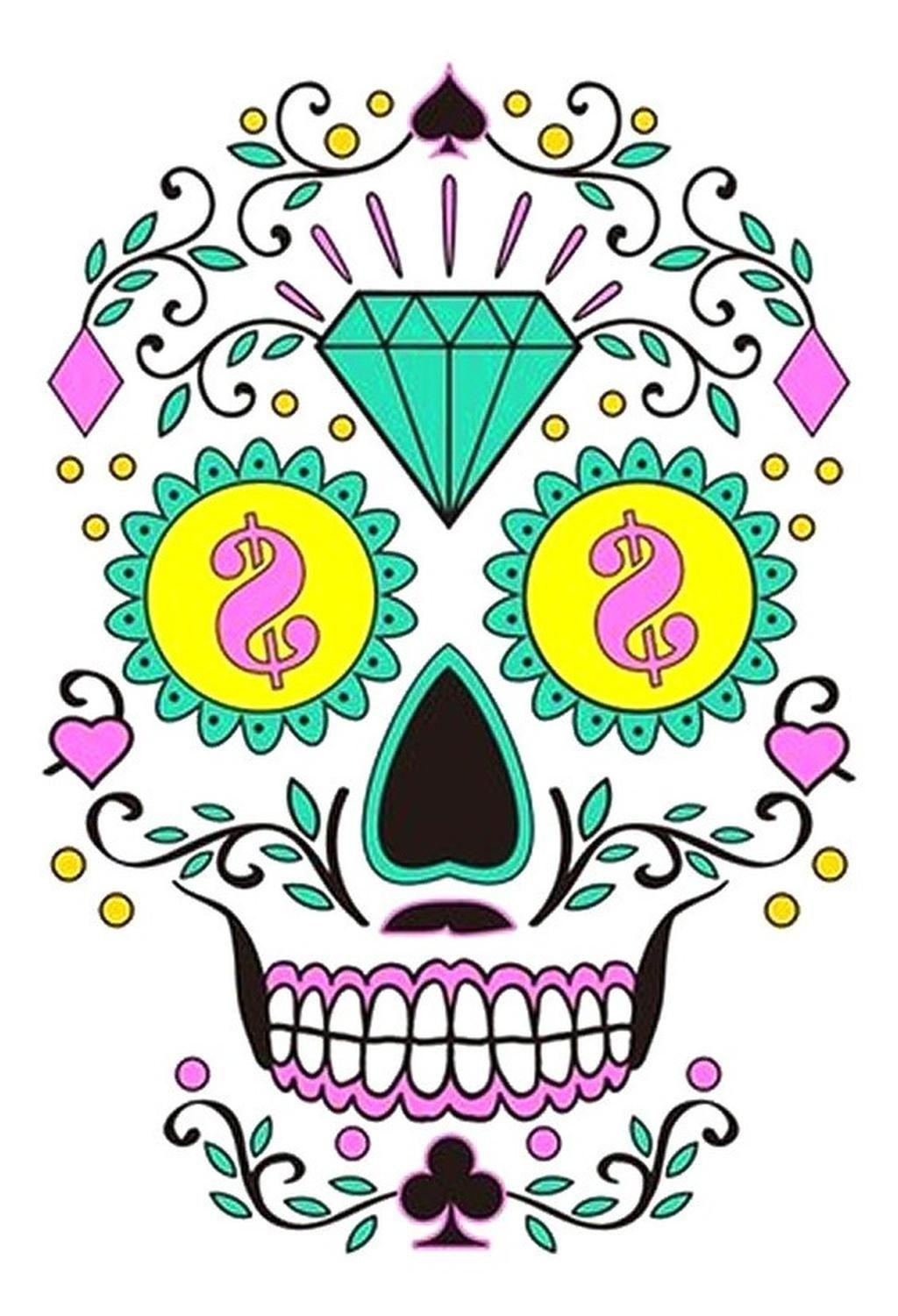 Tatoo - Catrina - Fluorecente - Diamante-dinero-0