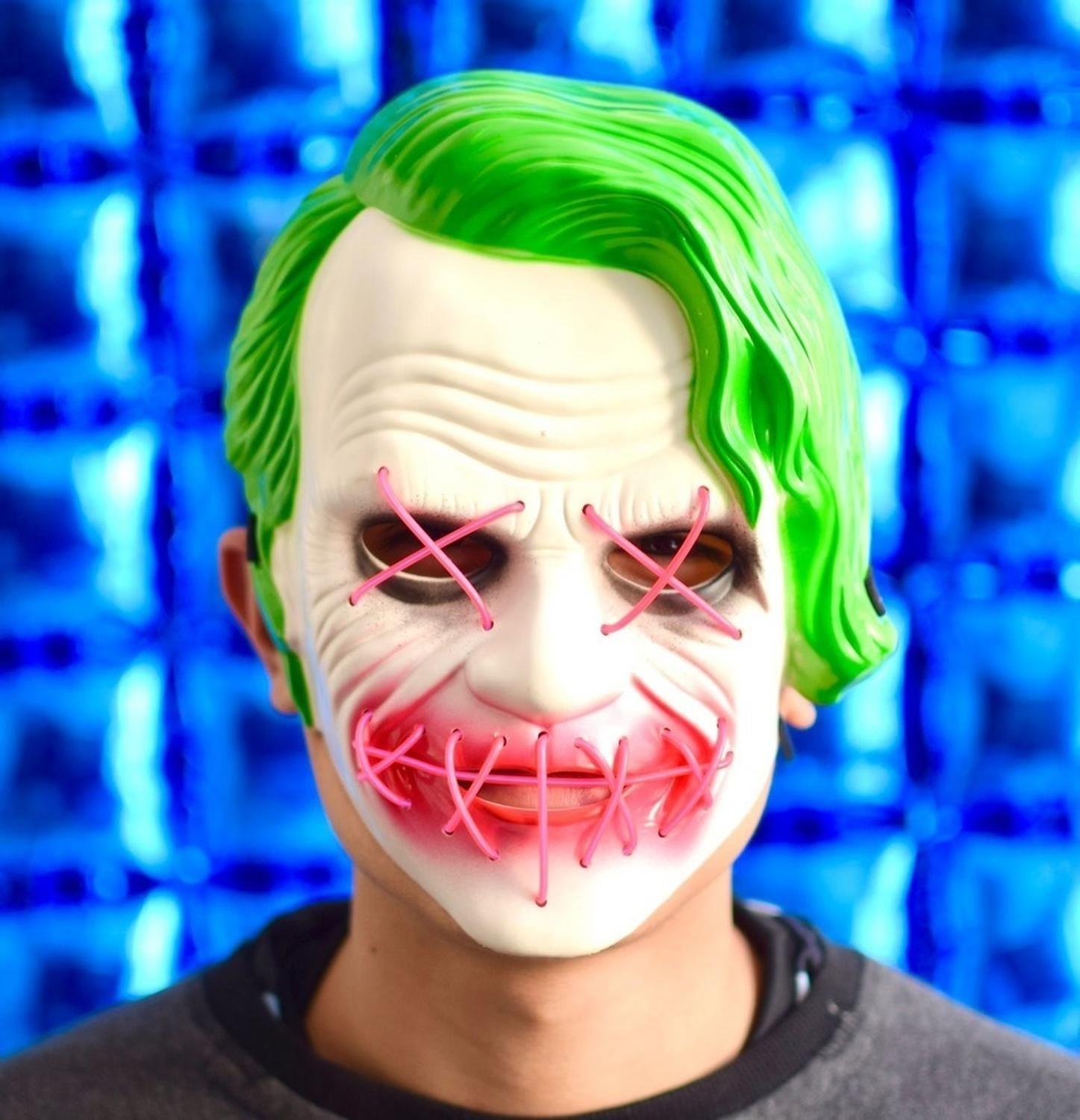 Mascara Halloween Joker Guasón - Luces Led Neón-3