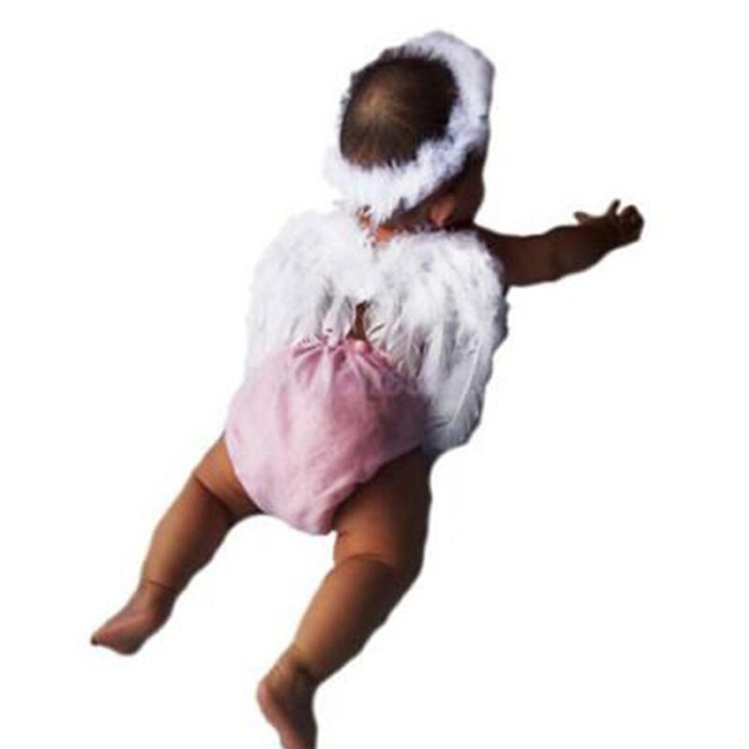 Alas de Angel de Plumas más aureola- Blancas - Bebé-0