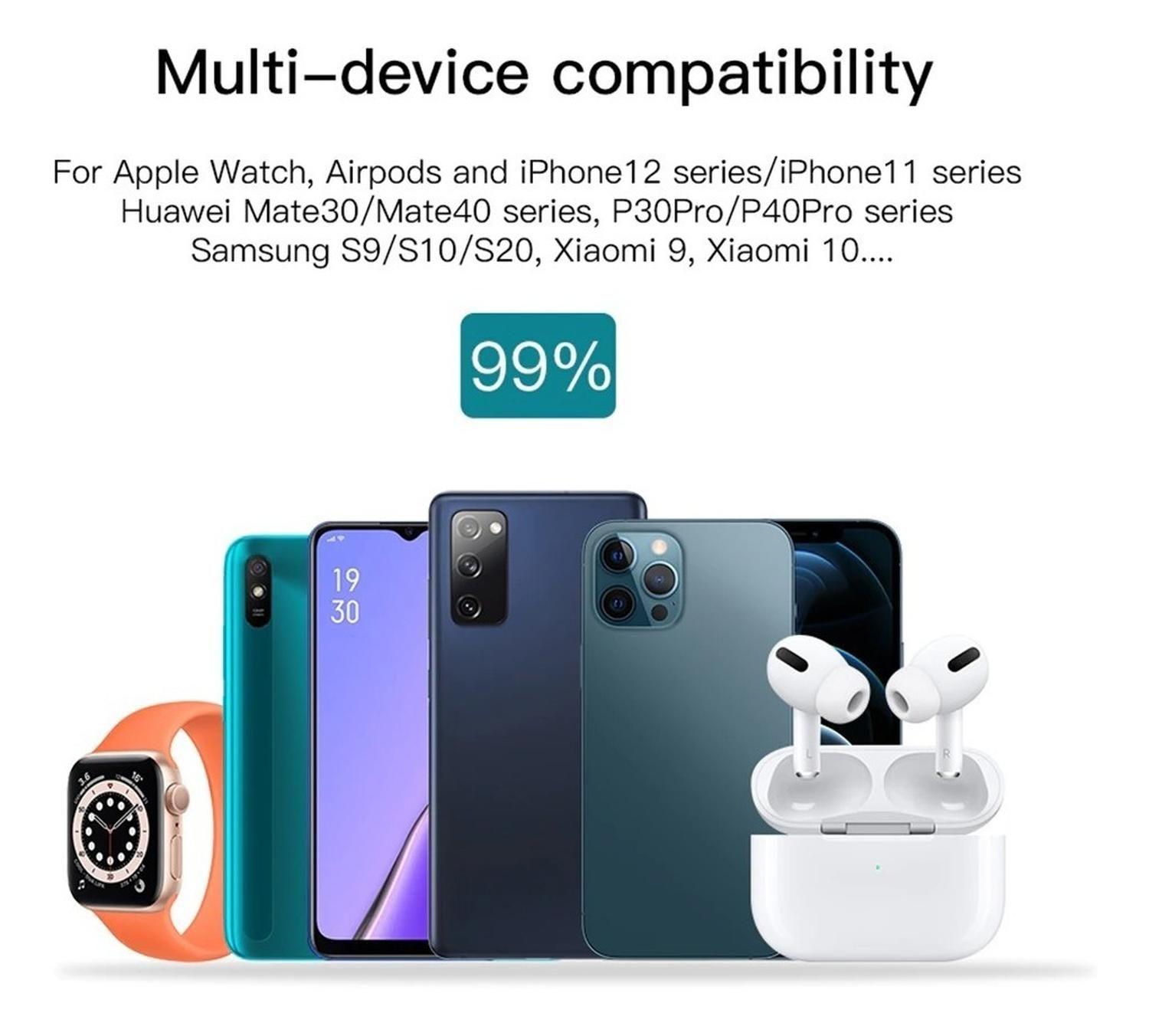 2 En 1 Cargador Inalámbrico 15w Plegable Ios Celeste-2