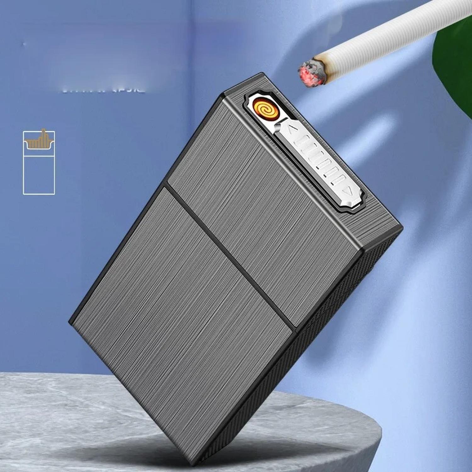 Cigarrera con encendedor - SR - No Desmontable - Plateada-1