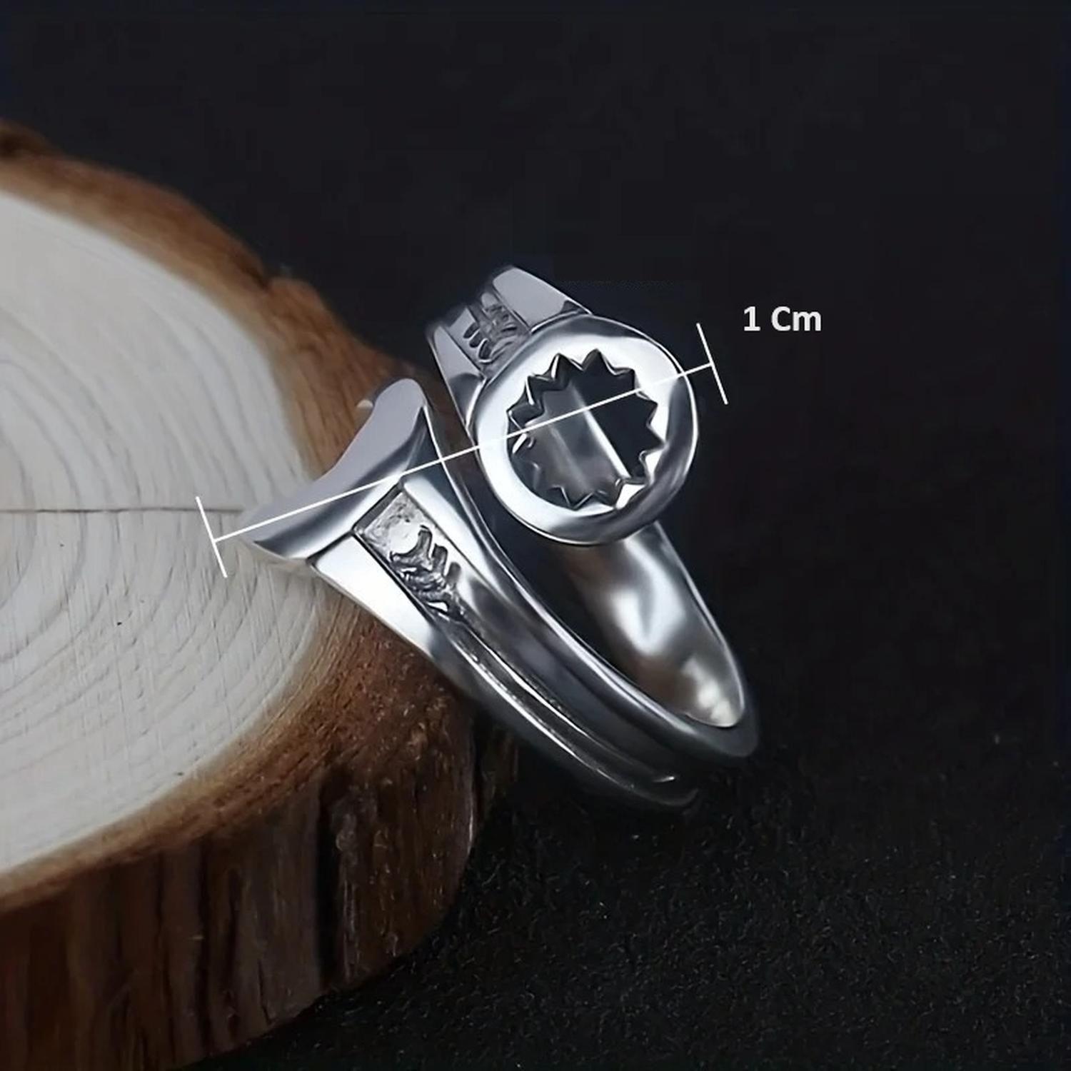 Anillo Con Forma De Llave Tuerca - Plateado-3