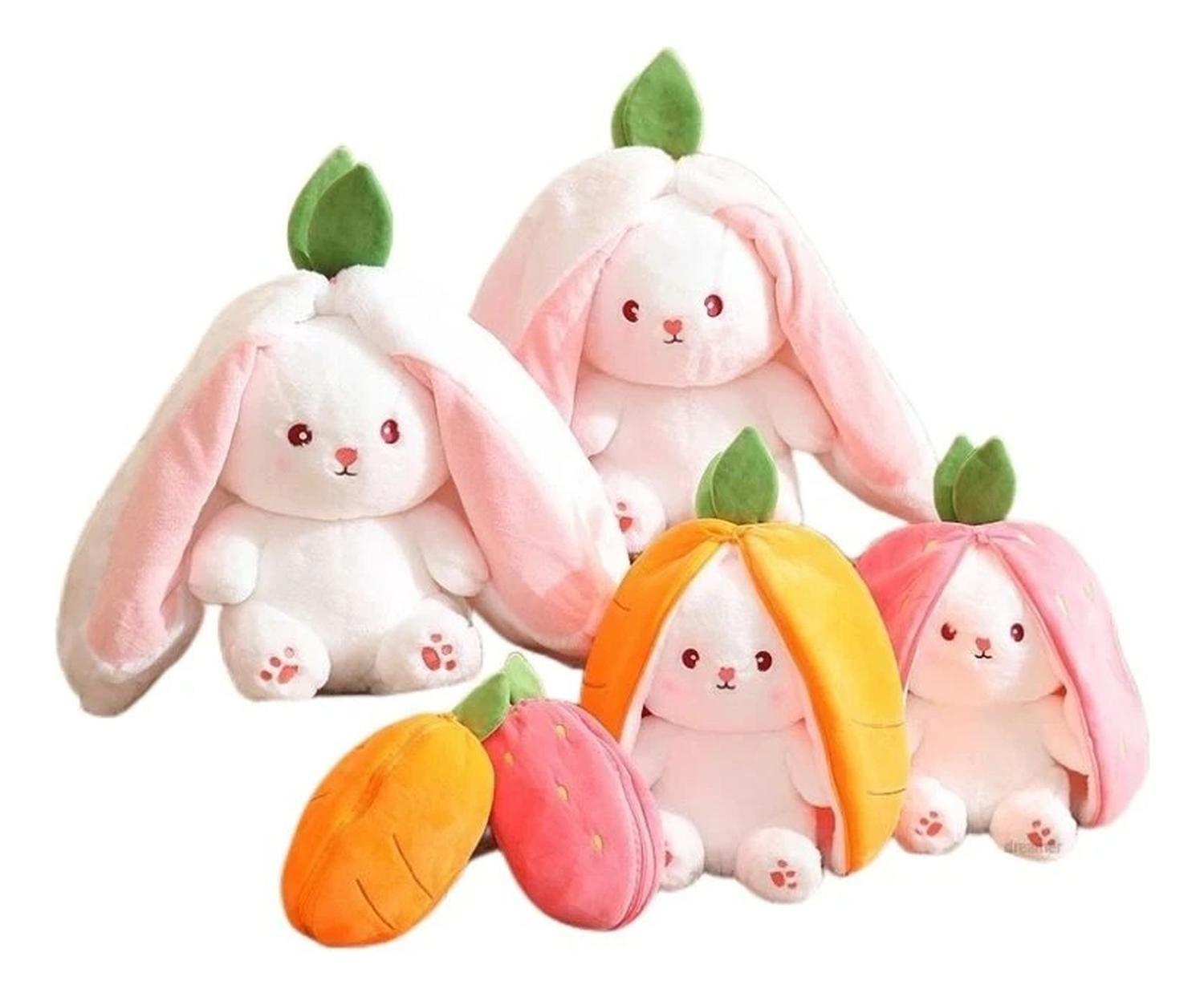 Conejo Peluche Trasnformable - Salmon - Zanahoria-2
