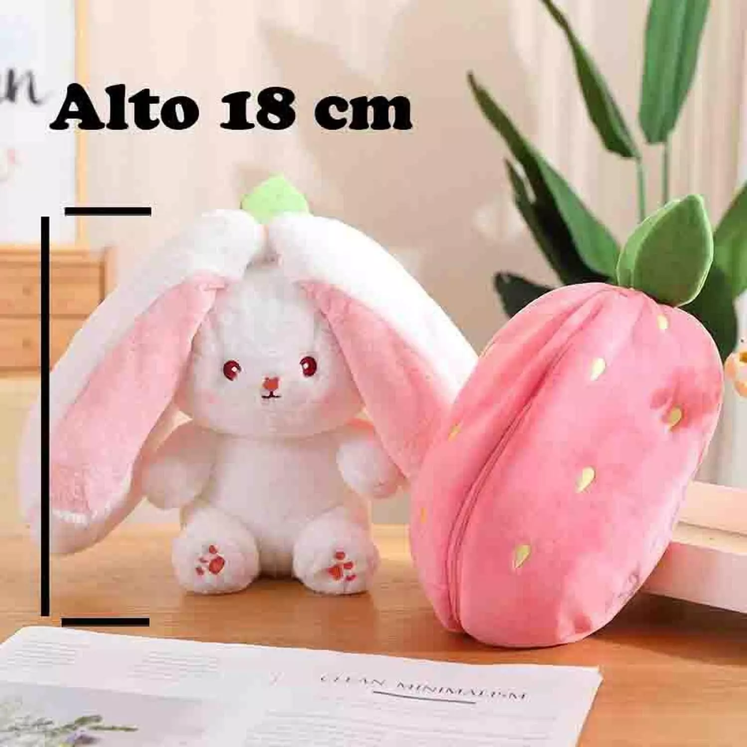 Conejo Peluche Trasnformable - Salmon - Zanahoria-4