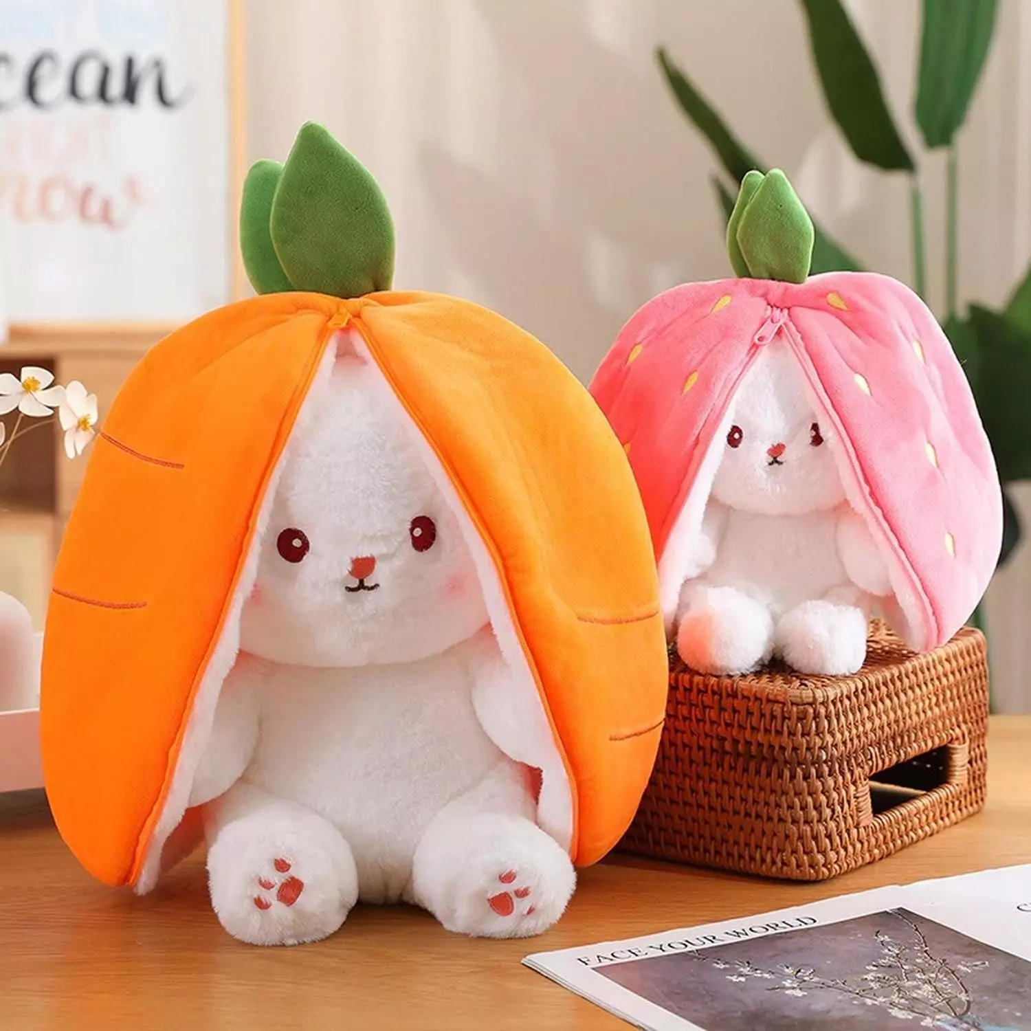 Conejo Peluche Trasnformable - Salmon - Zanahoria-5