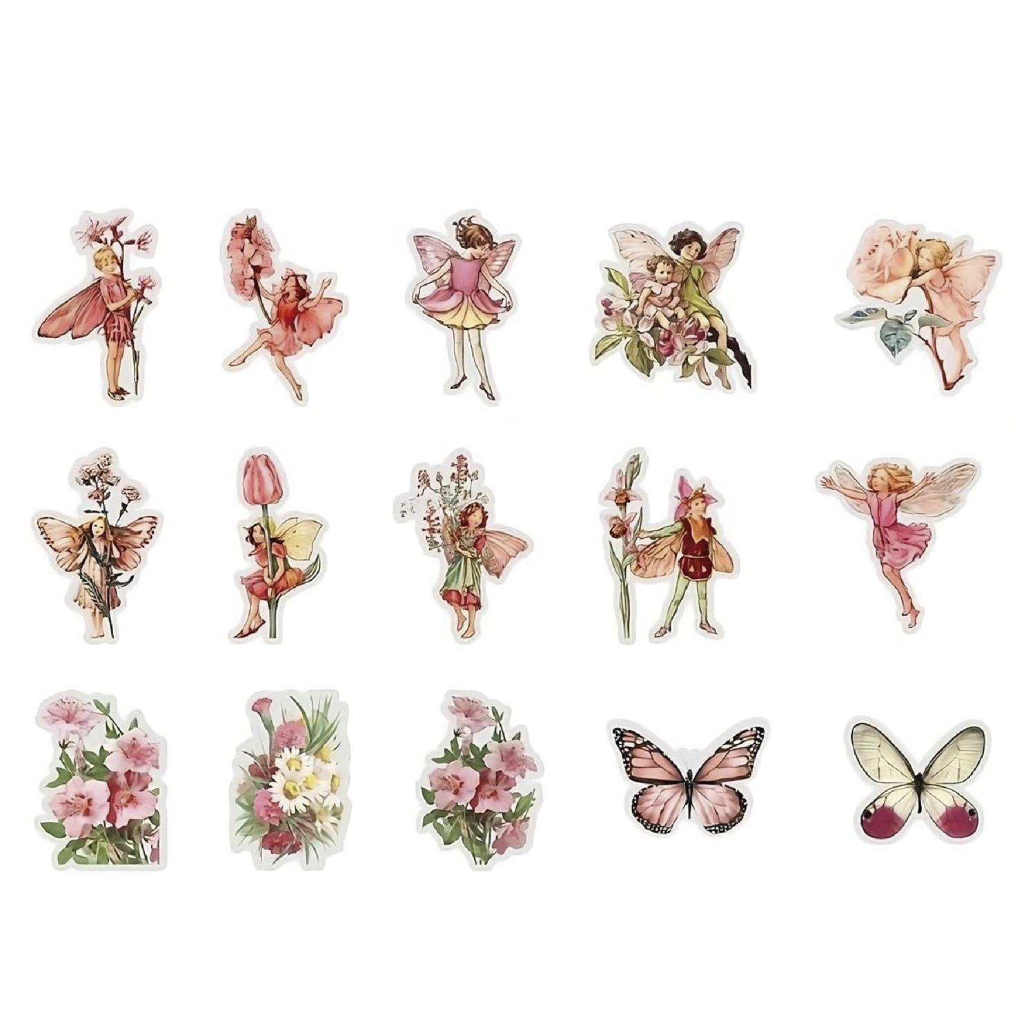 45 Sticker Scrapbook Diseños - Hadas - Tonos Rosa-0