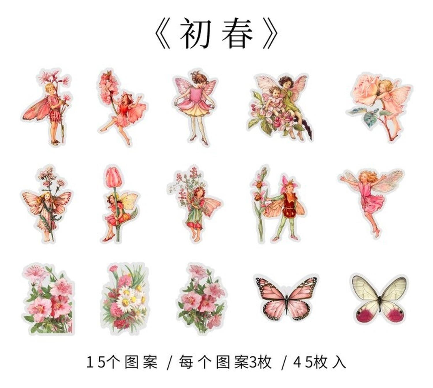 45 Sticker Scrapbook Diseños - Hadas - Tonos Rosa-2