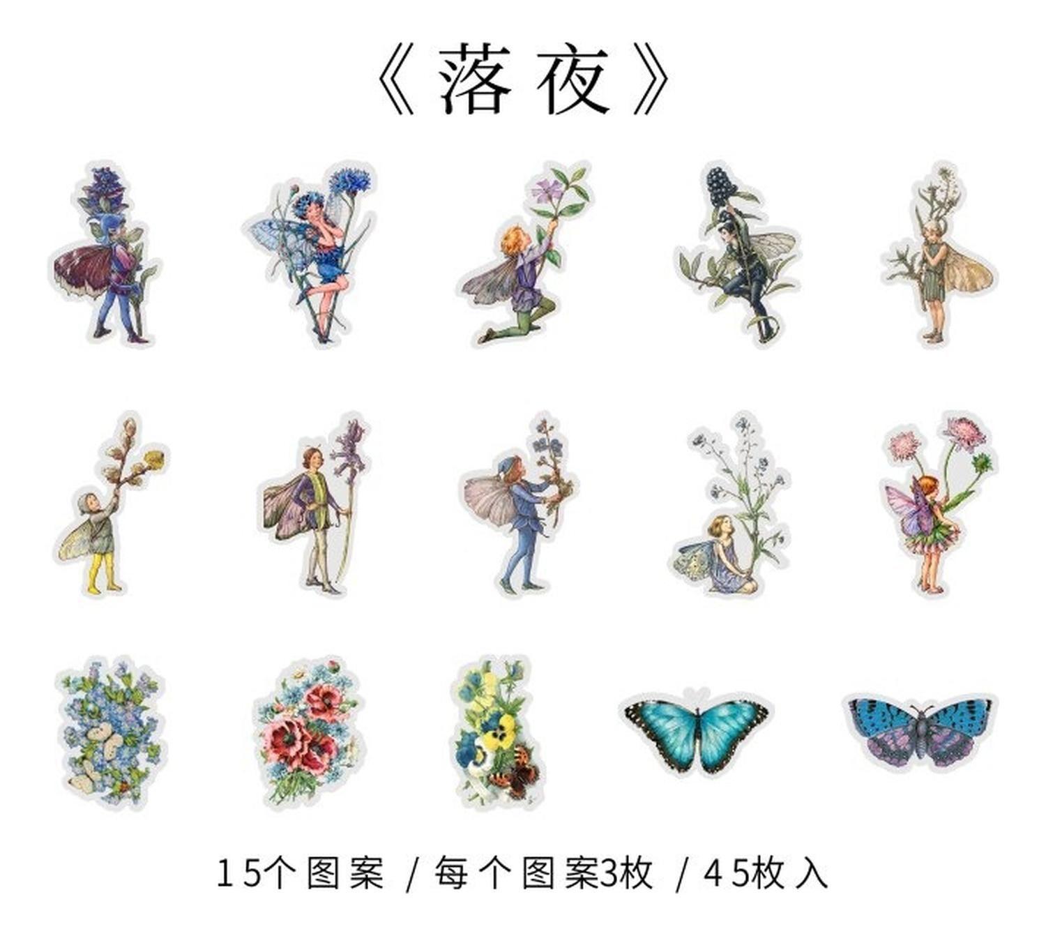 45 Sticker Scrapbook Diseños - Hadas - Tonos Azules-1