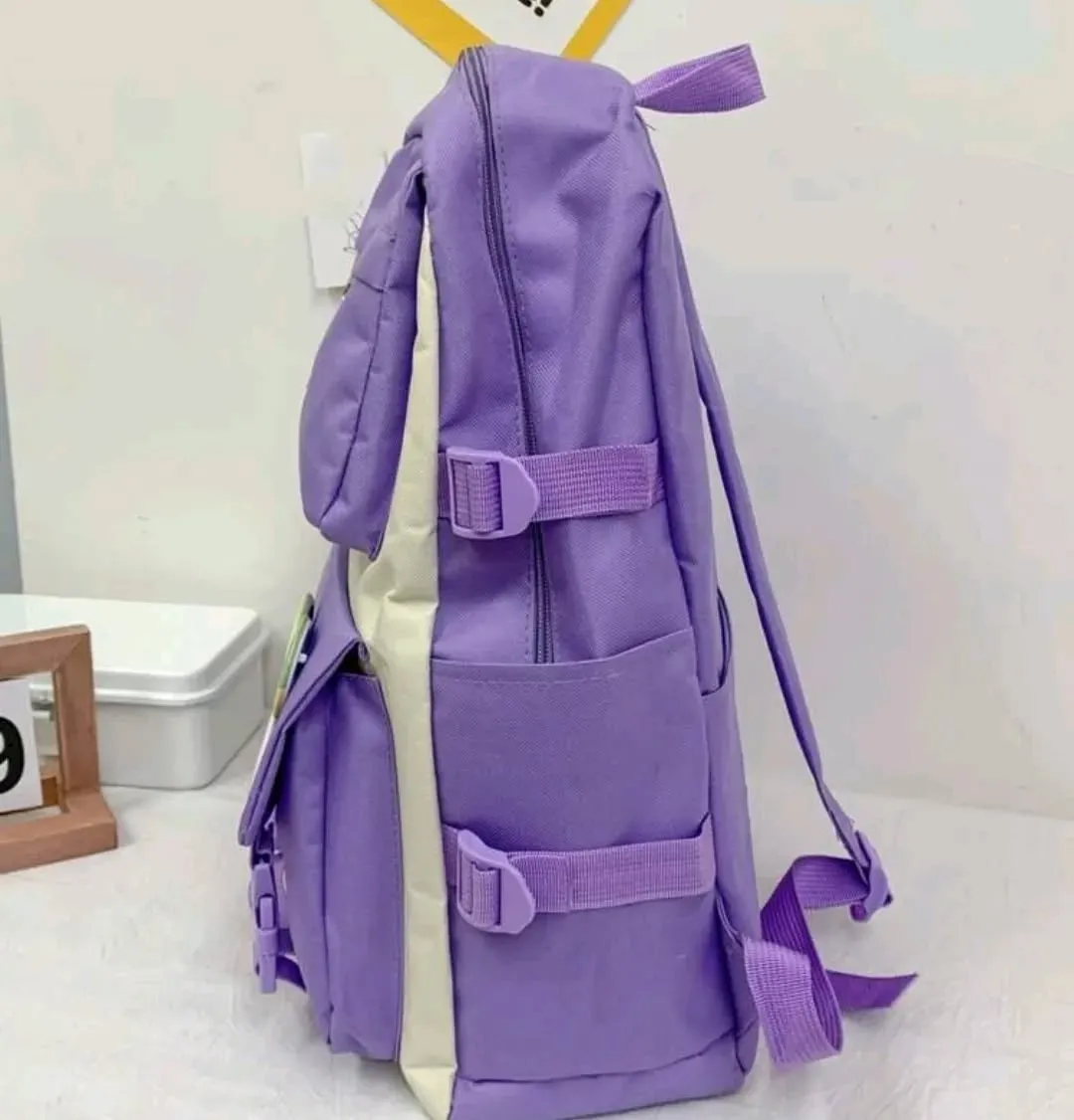 Mochila De Colegio Kawaii Harajuku - 5 Piezas - Morada-3
