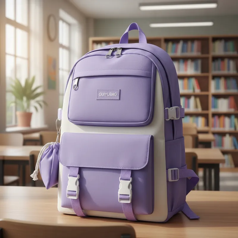 Mochila De Colegio Kawaii Harajuku - 5 Piezas - Morada-4