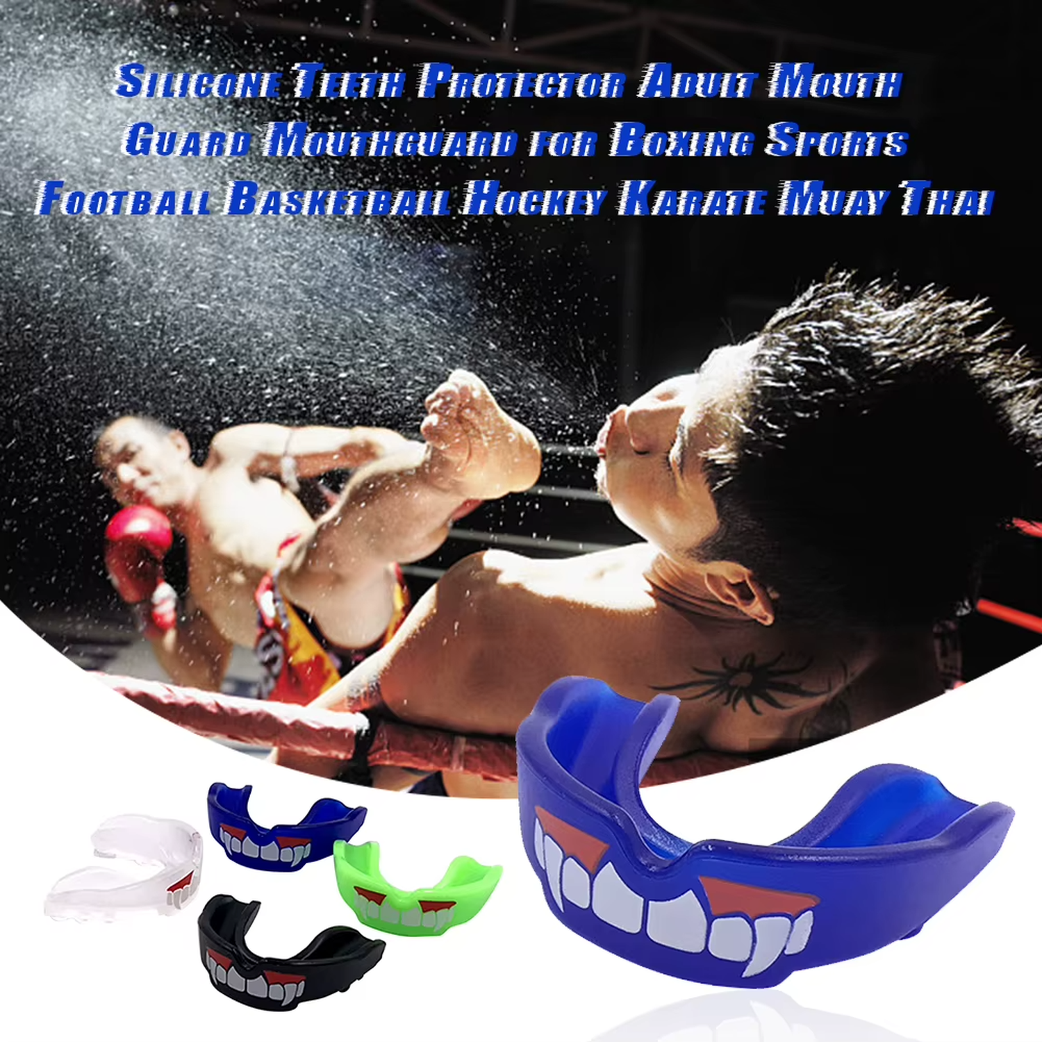 Protector Bucal Dientes Boxeo Rugby - Negro-4