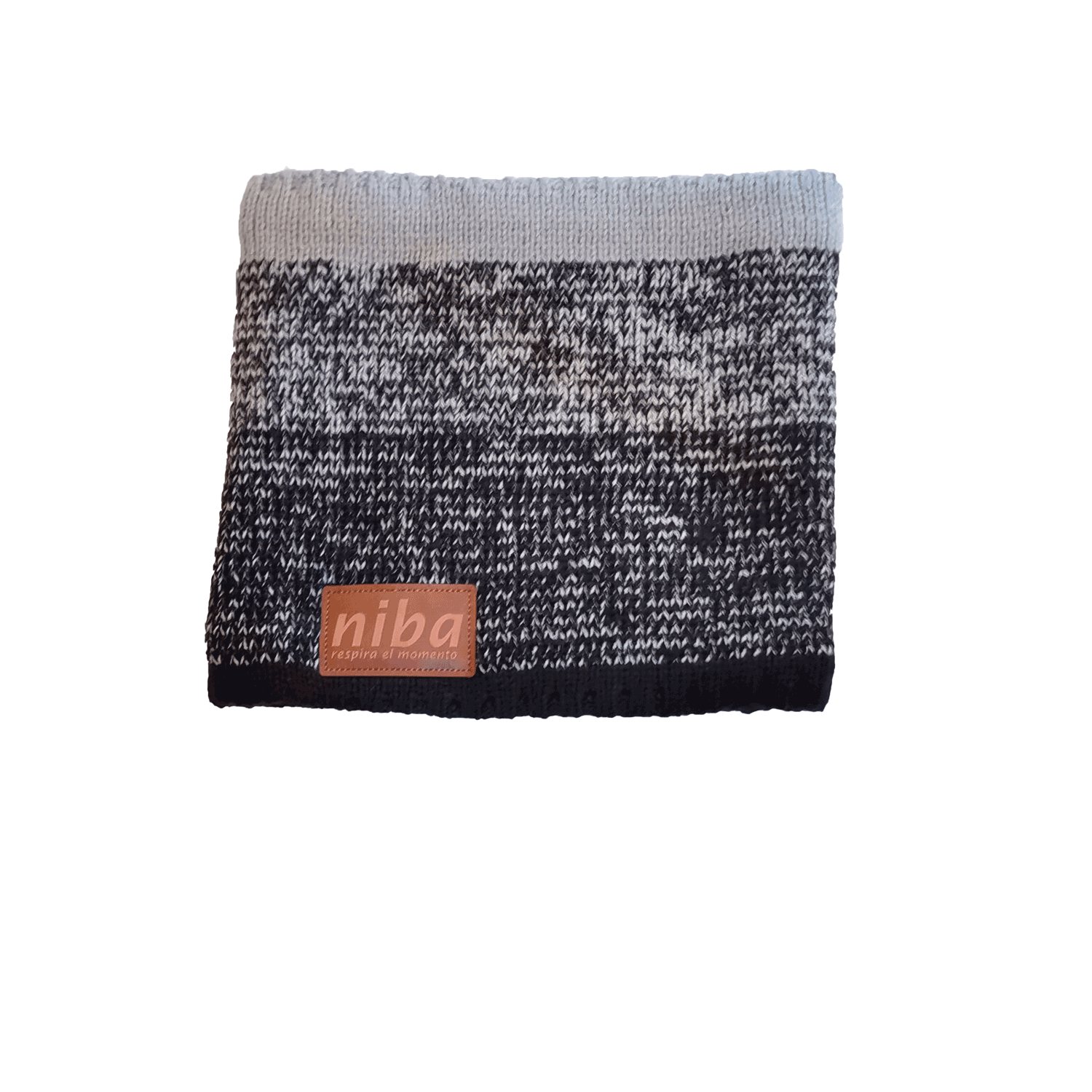 Bufanda Circular de Lana Negro y Gris Niba Cuello Tejido-2