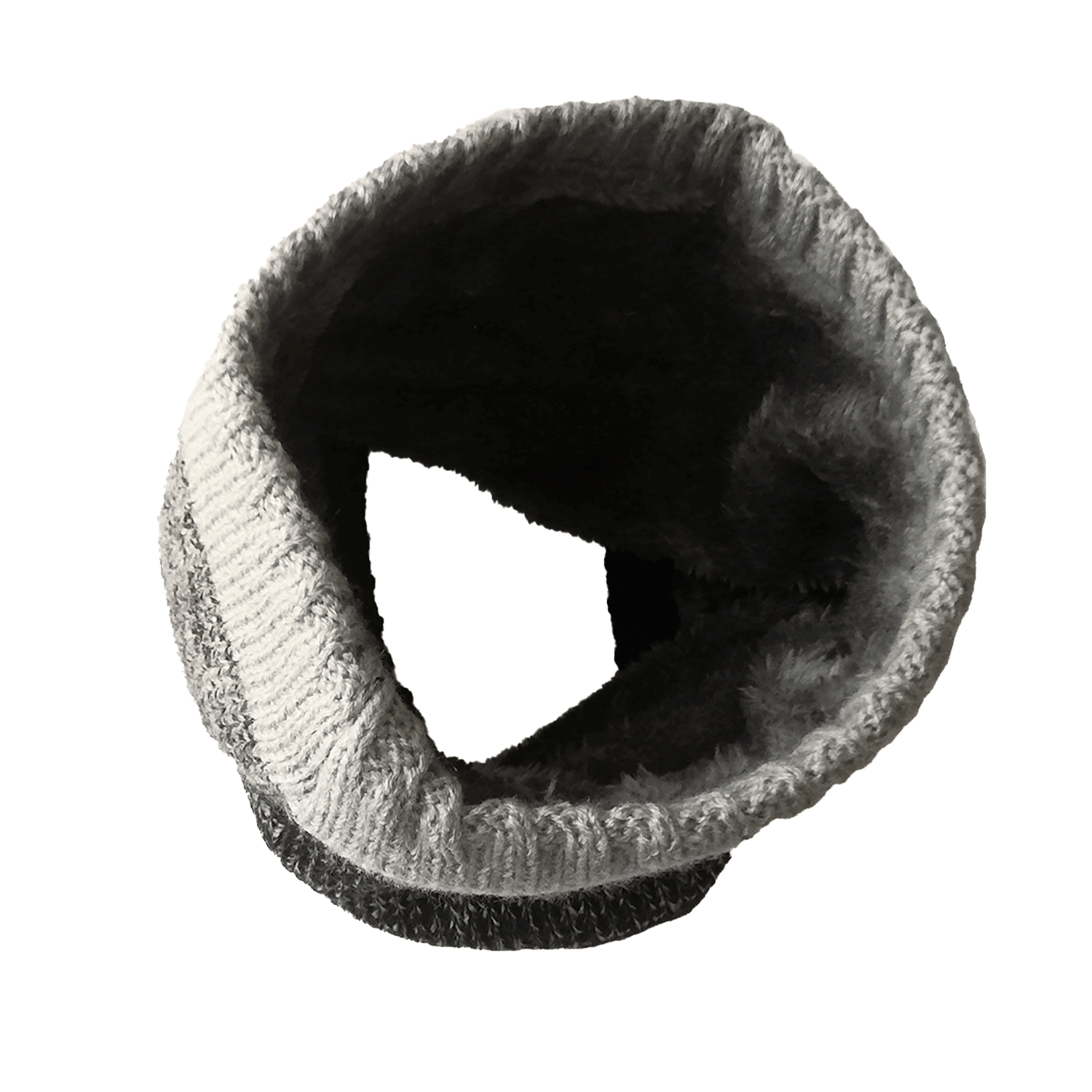 Bufanda Circular de Lana Negro y Gris Niba Cuello Tejido-4