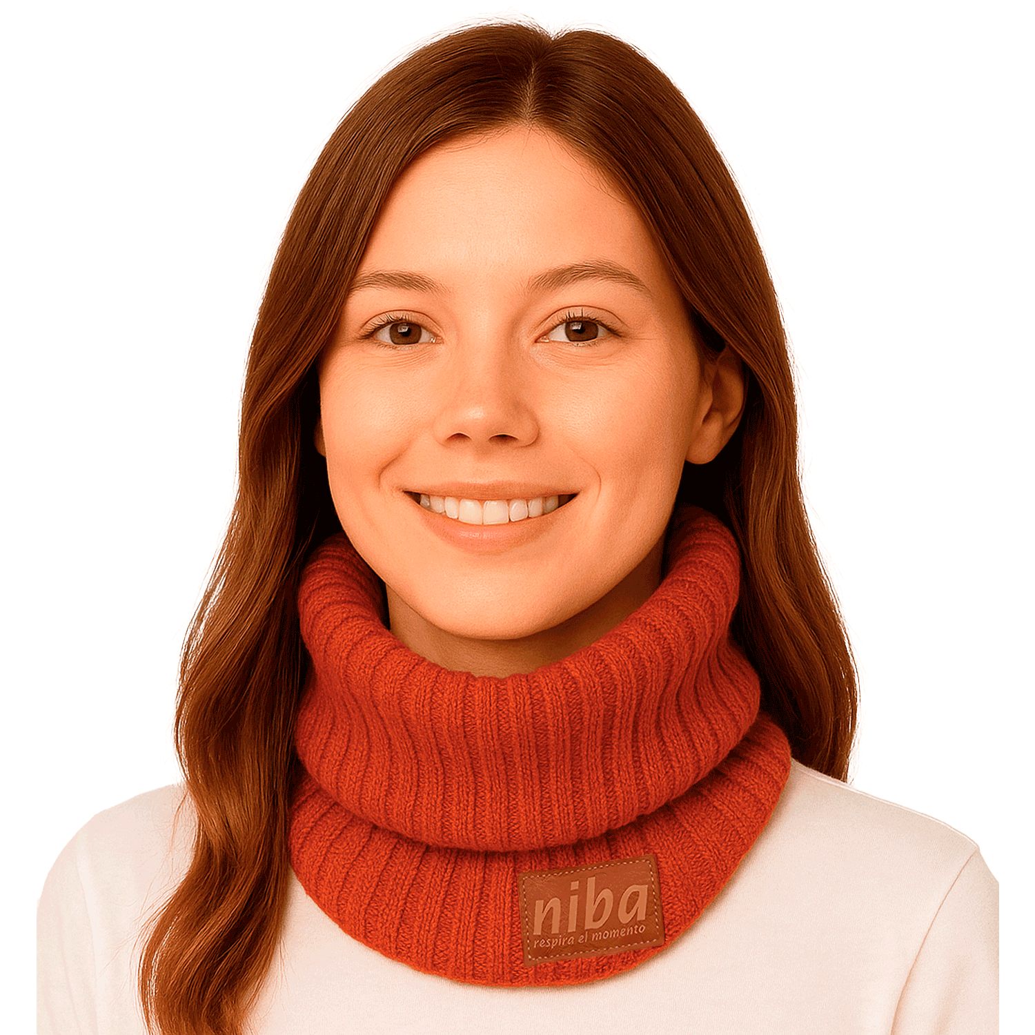Bufanda Circular de Lana para Mujer Naranjo Niba Cuello Tejido-1