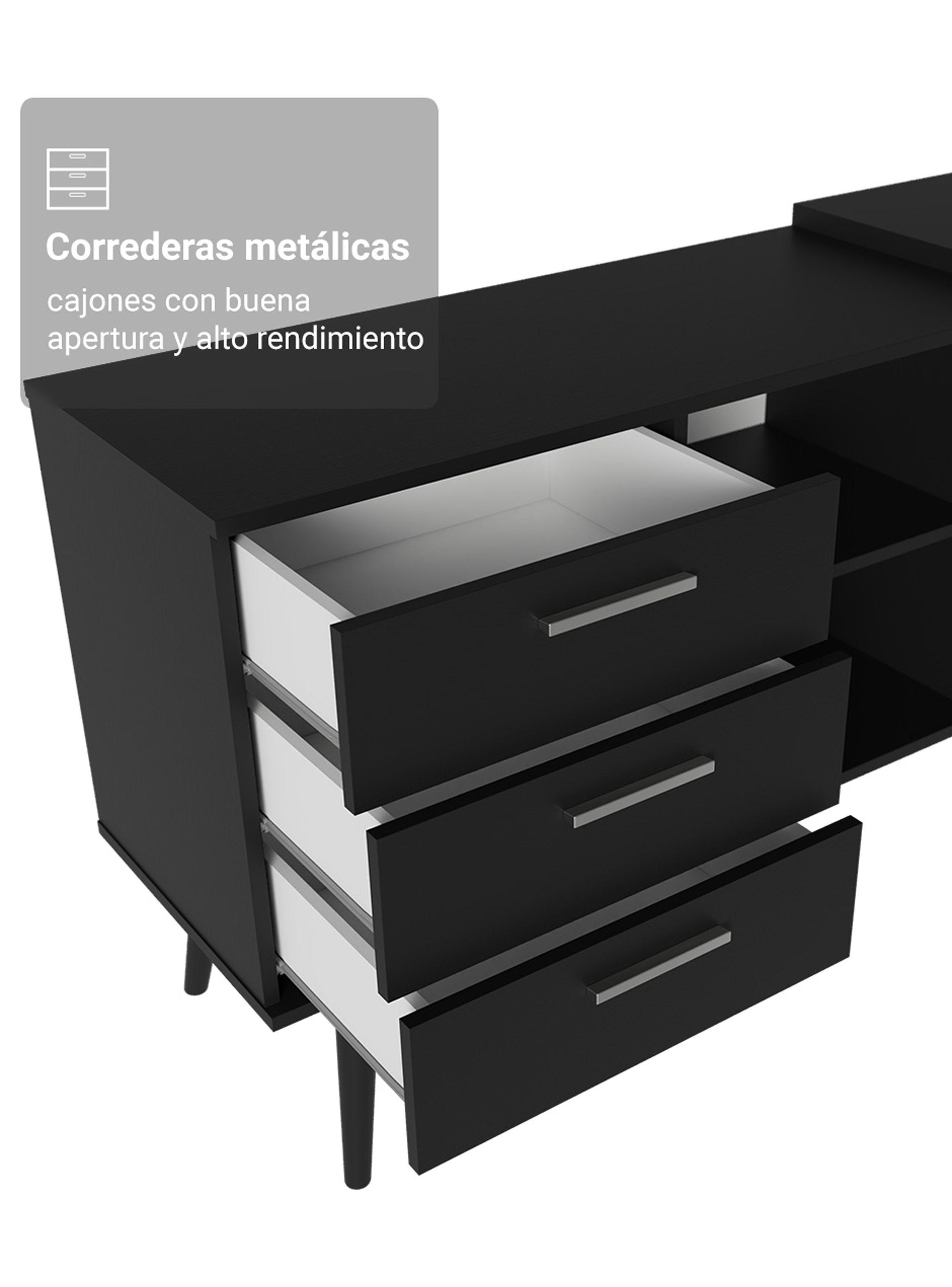 Escritorio Gamer en L Madesa Lisboa 3 Cajones Negro-5