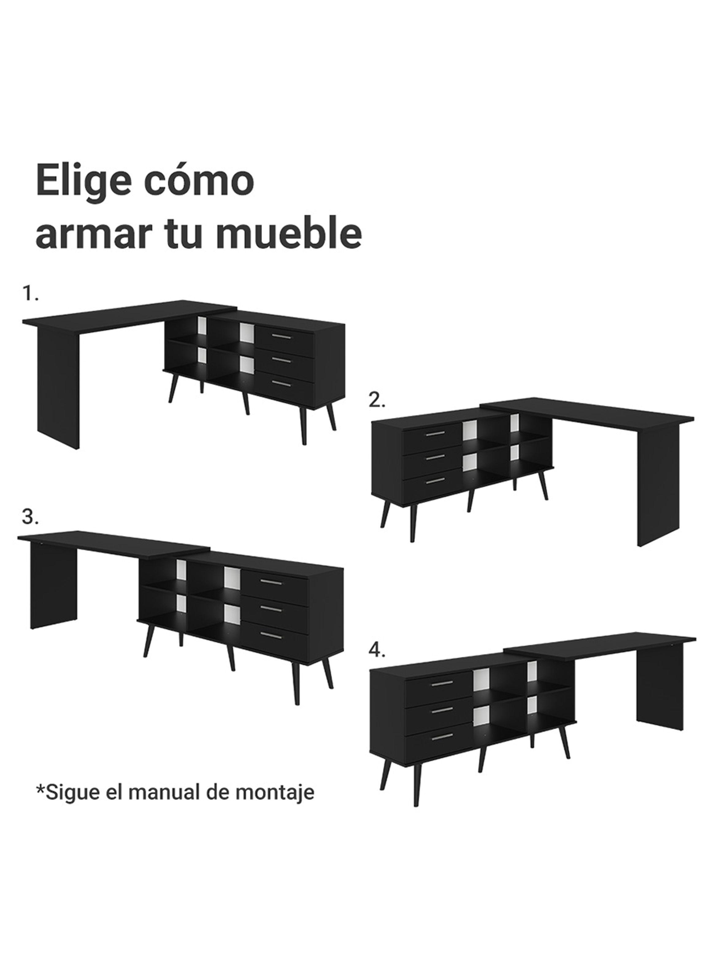 Escritorio Gamer en L Madesa Lisboa 3 Cajones Negro-6