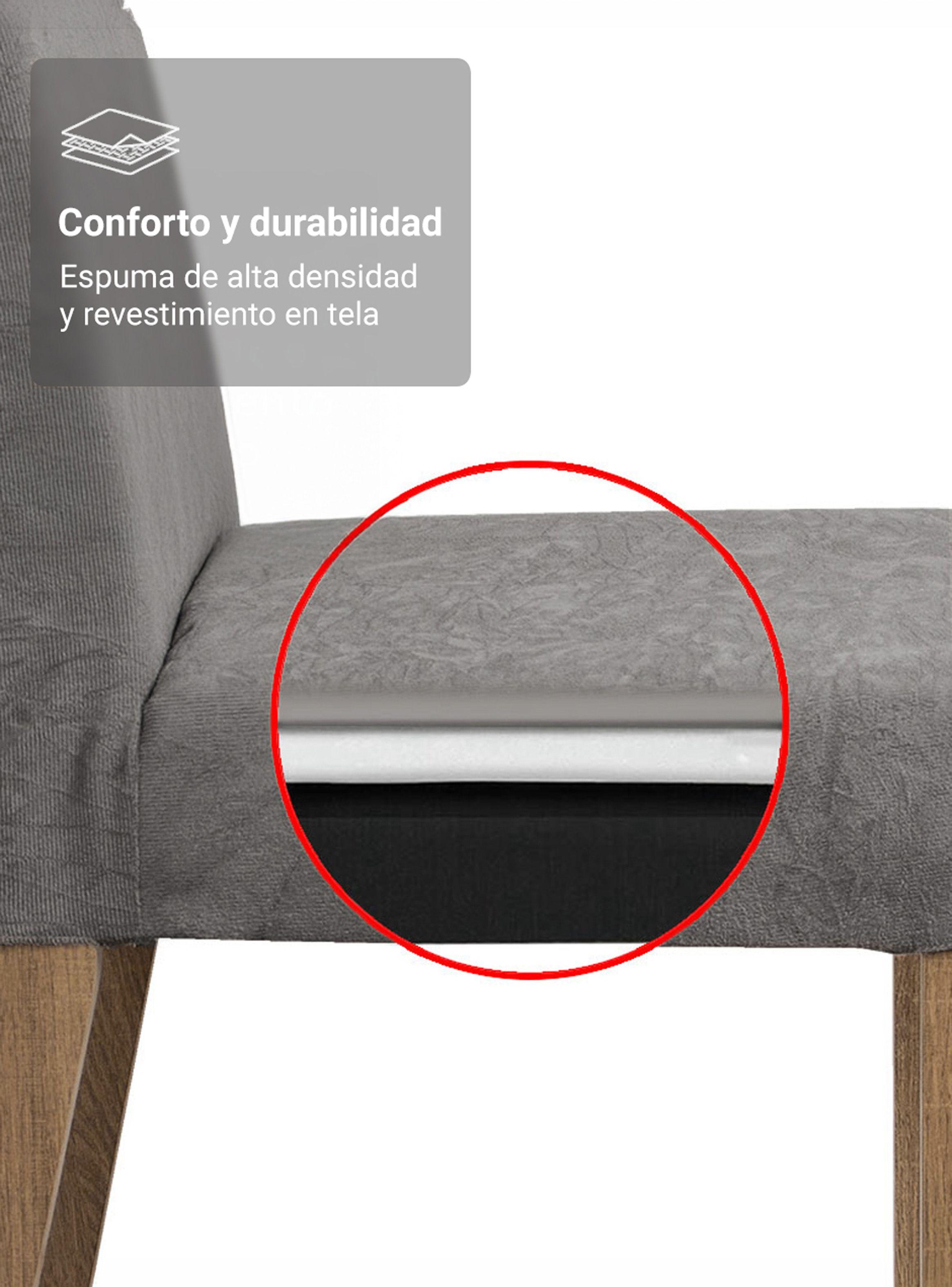 Juego de Comedor Madesa Anne con 4 Sillas Marrón/Gris/Silver-5
