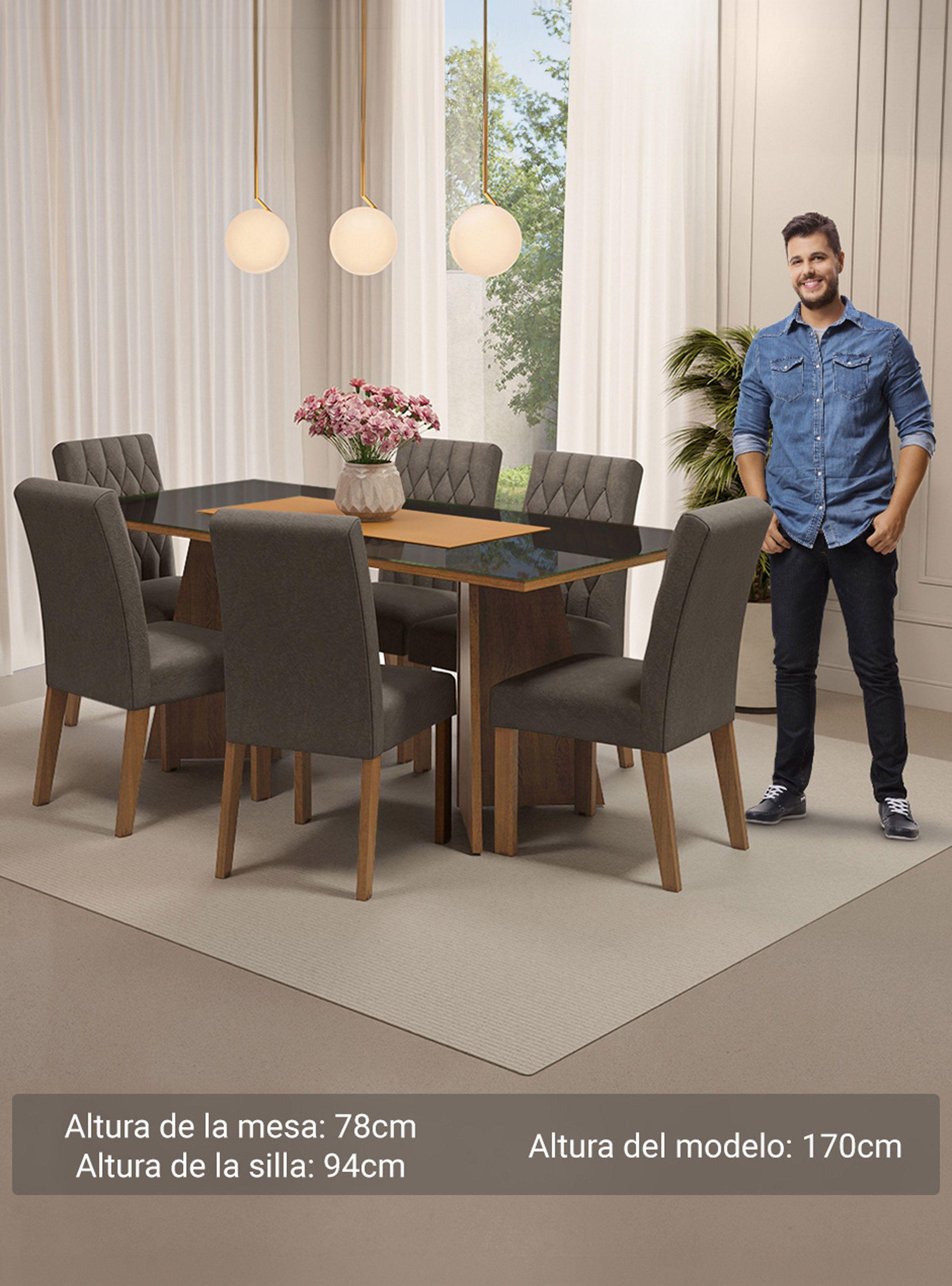 Juego de Comedor Madesa Marissa Marrón/Negro/Silver-8