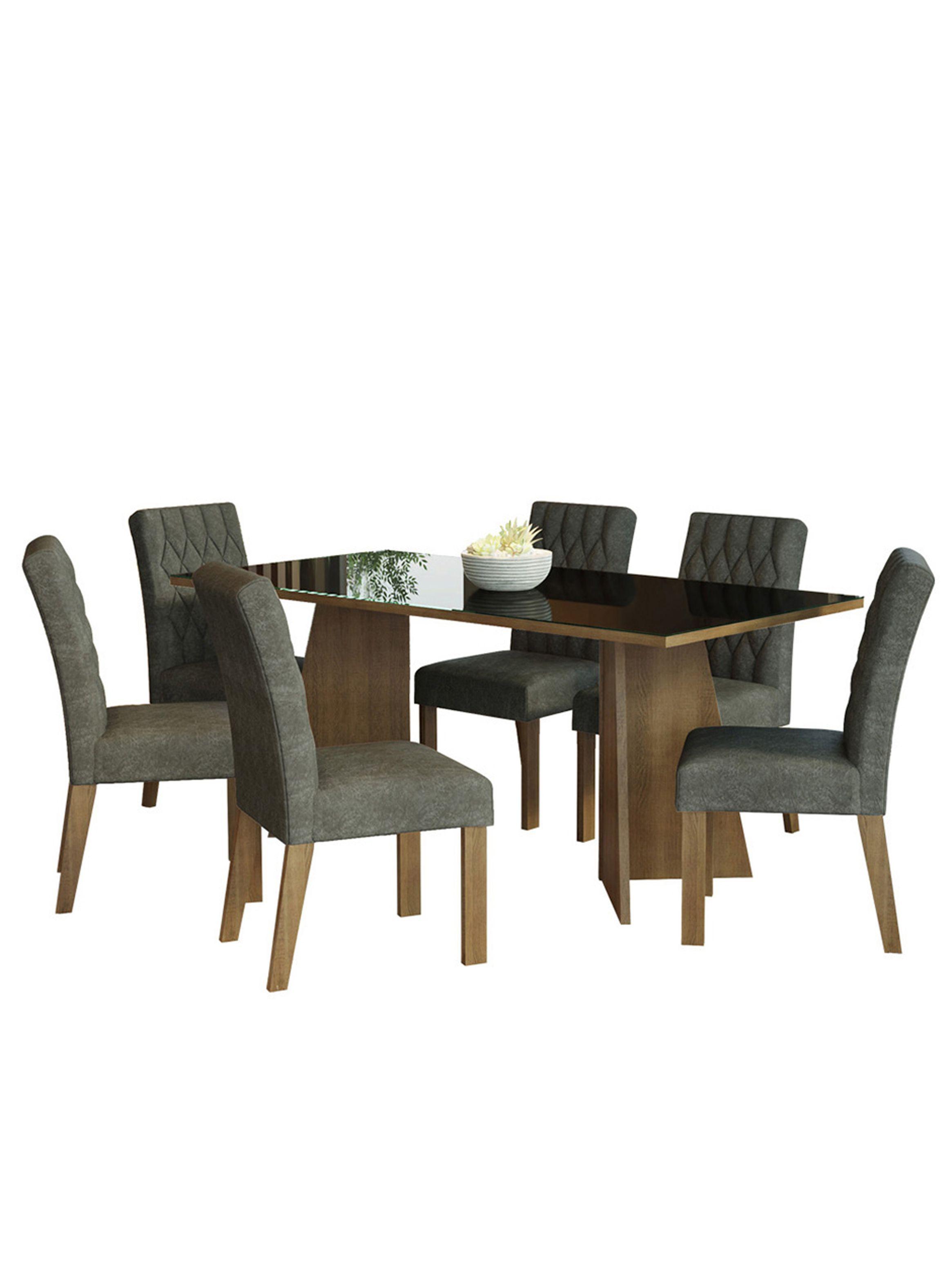 Juego de Comedor Madesa Marissa Marrón/Negro/Silver-9