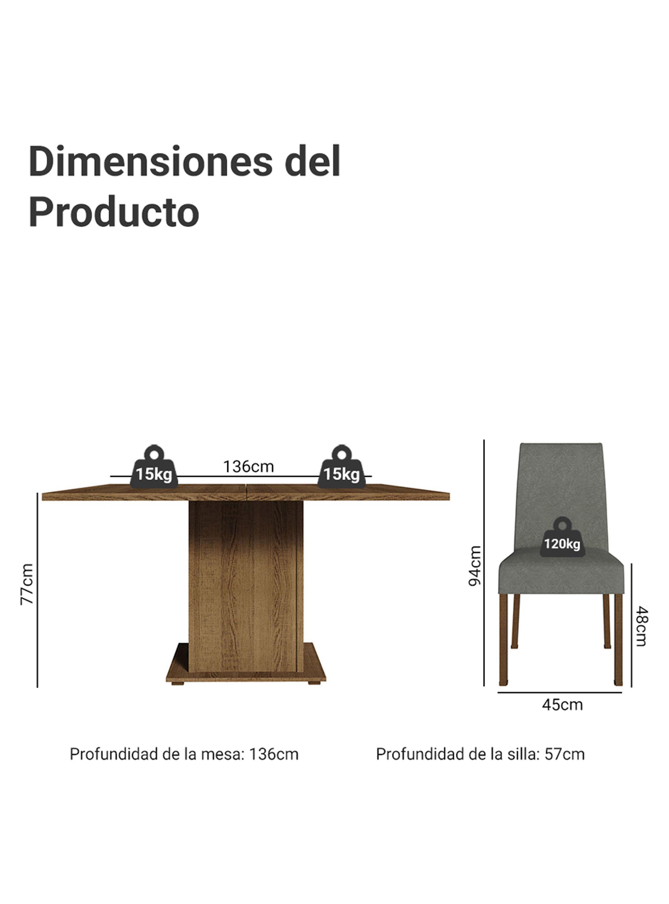 Juego de Comedor Madesa Doris con 8 Sillas Marrón/Silver-2