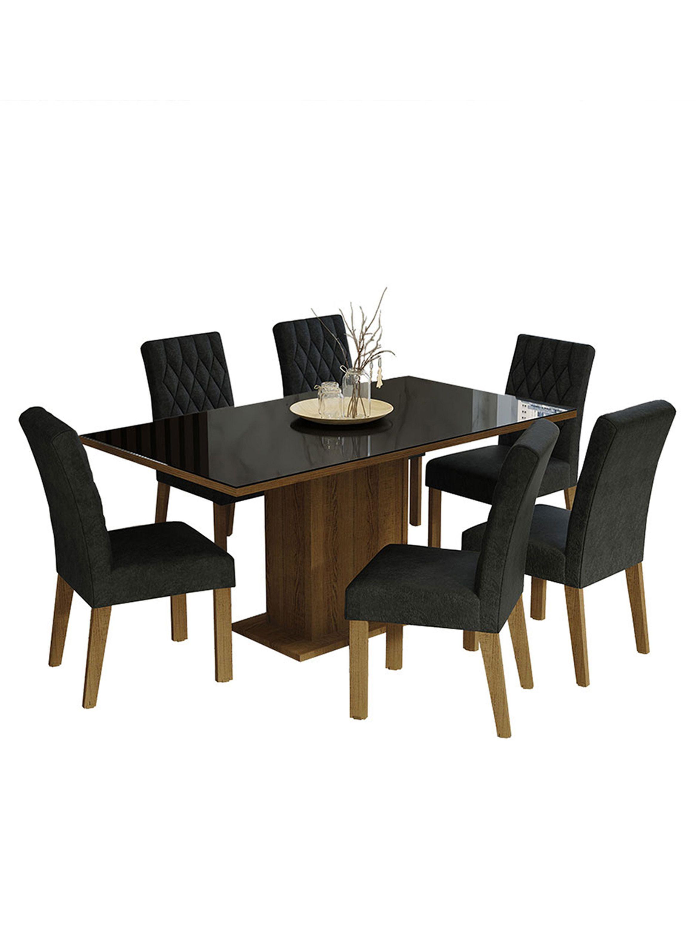 Juego de Comedor Madesa Georgia con 6 Sillas Marrón/Negro/Oxford-1