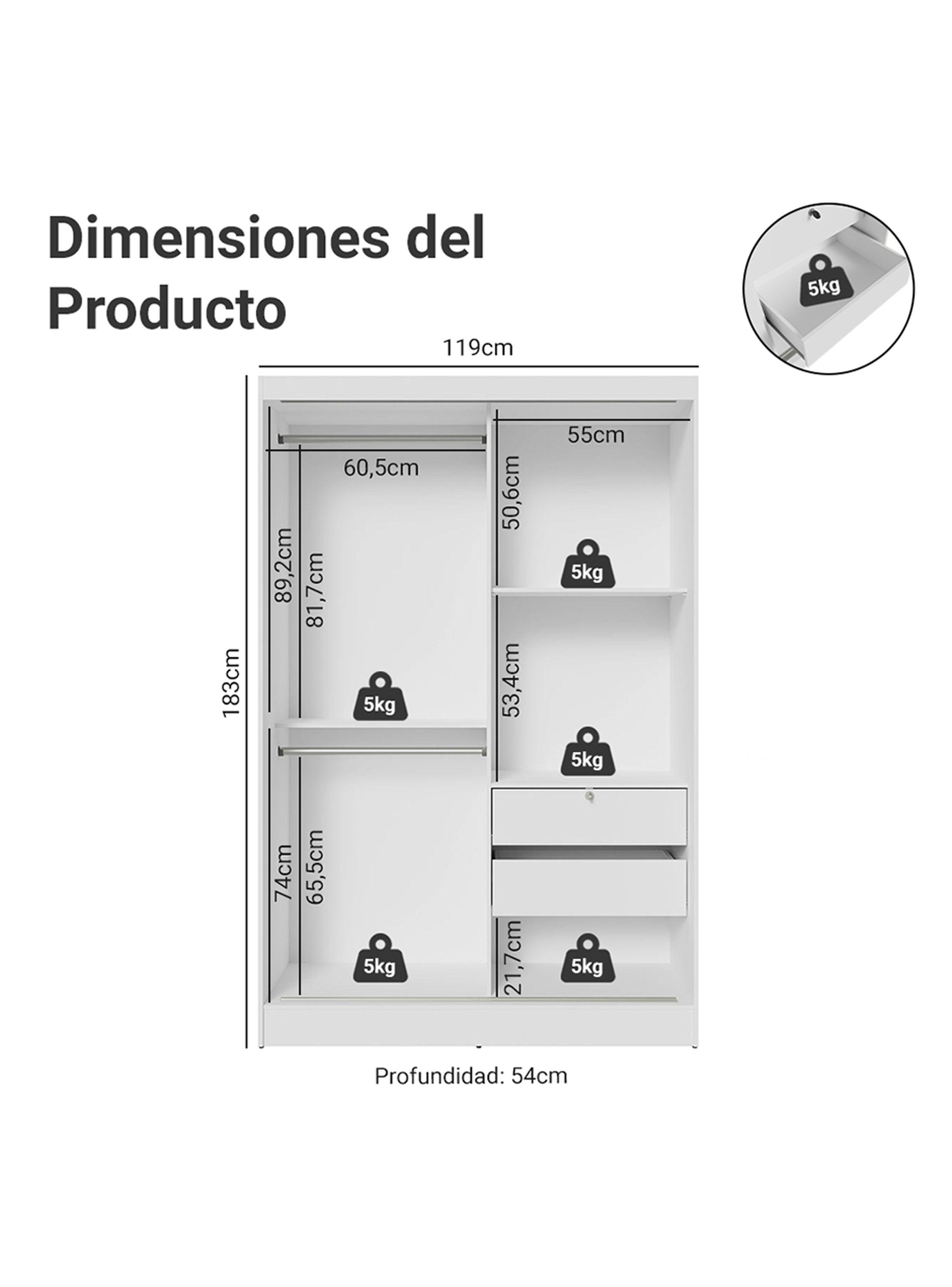 Clóset Madesa Max 2 Puertas Correderas Blanco-2